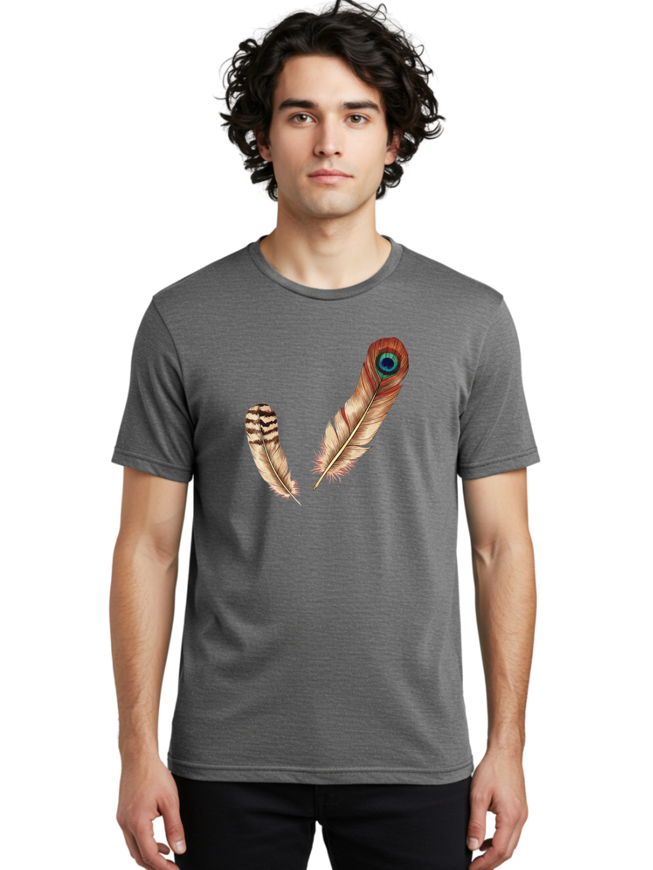 Peacock-Feathers-4 Men'S Graphic Tee, 100% Cotton, Comfortable Casual Summer Wear, Machine Washable, Vintage Camera, Old Camera, Antique Camera, Black Camera, Classic Photography, Photography Equipment, Nostalgic Device, Film Camera, Baj154