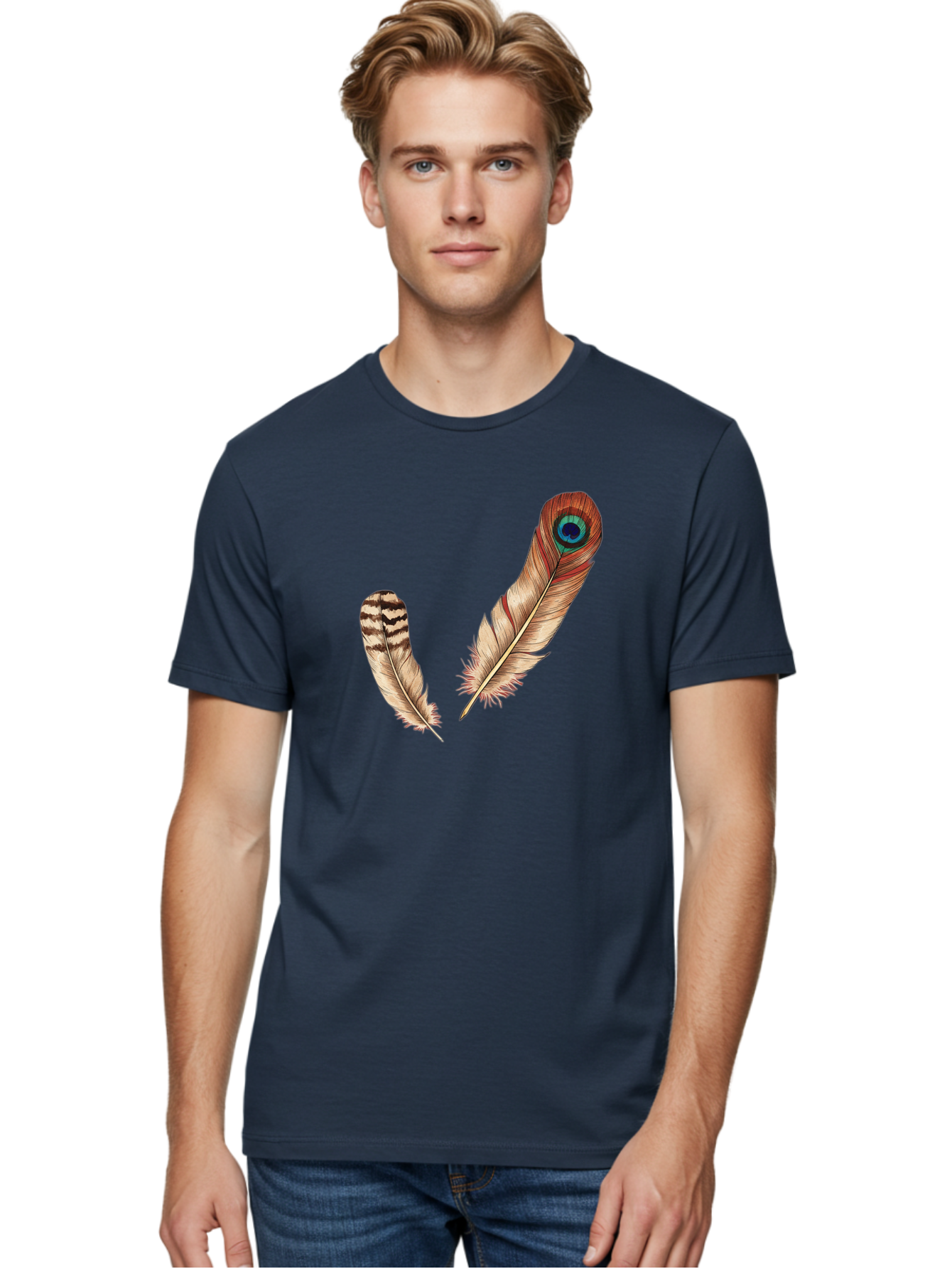 Peacock-Feathers-4 Men'S Graphic Tee, 100% Cotton, Comfortable Casual Summer Wear, Machine Washable, Vintage Camera, Old Camera, Antique Camera, Black Camera, Classic Photography, Photography Equipment, Nostalgic Device, Film Camera, Baj154