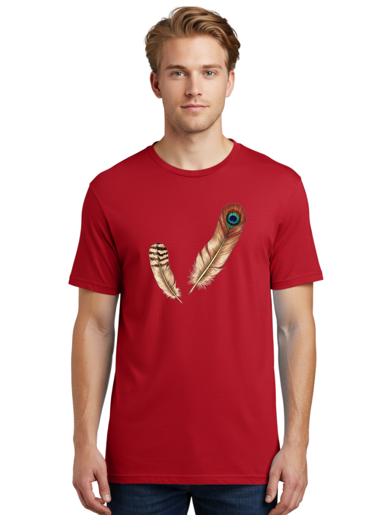 Peacock-Feathers-4 Men'S Graphic Tee, 100% Cotton, Comfortable Casual Summer Wear, Machine Washable, Vintage Camera, Old Camera, Antique Camera, Black Camera, Classic Photography, Photography Equipment, Nostalgic Device, Film Camera, Baj154