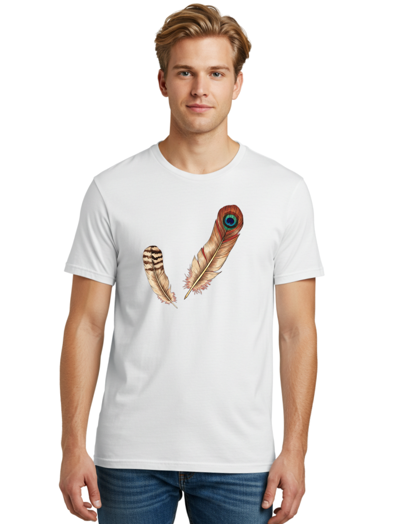 Peacock-Feathers-4 Men'S Graphic Tee, 100% Cotton, Comfortable Casual Summer Wear, Machine Washable, Vintage Camera, Old Camera, Antique Camera, Black Camera, Classic Photography, Photography Equipment, Nostalgic Device, Film Camera, Baj154