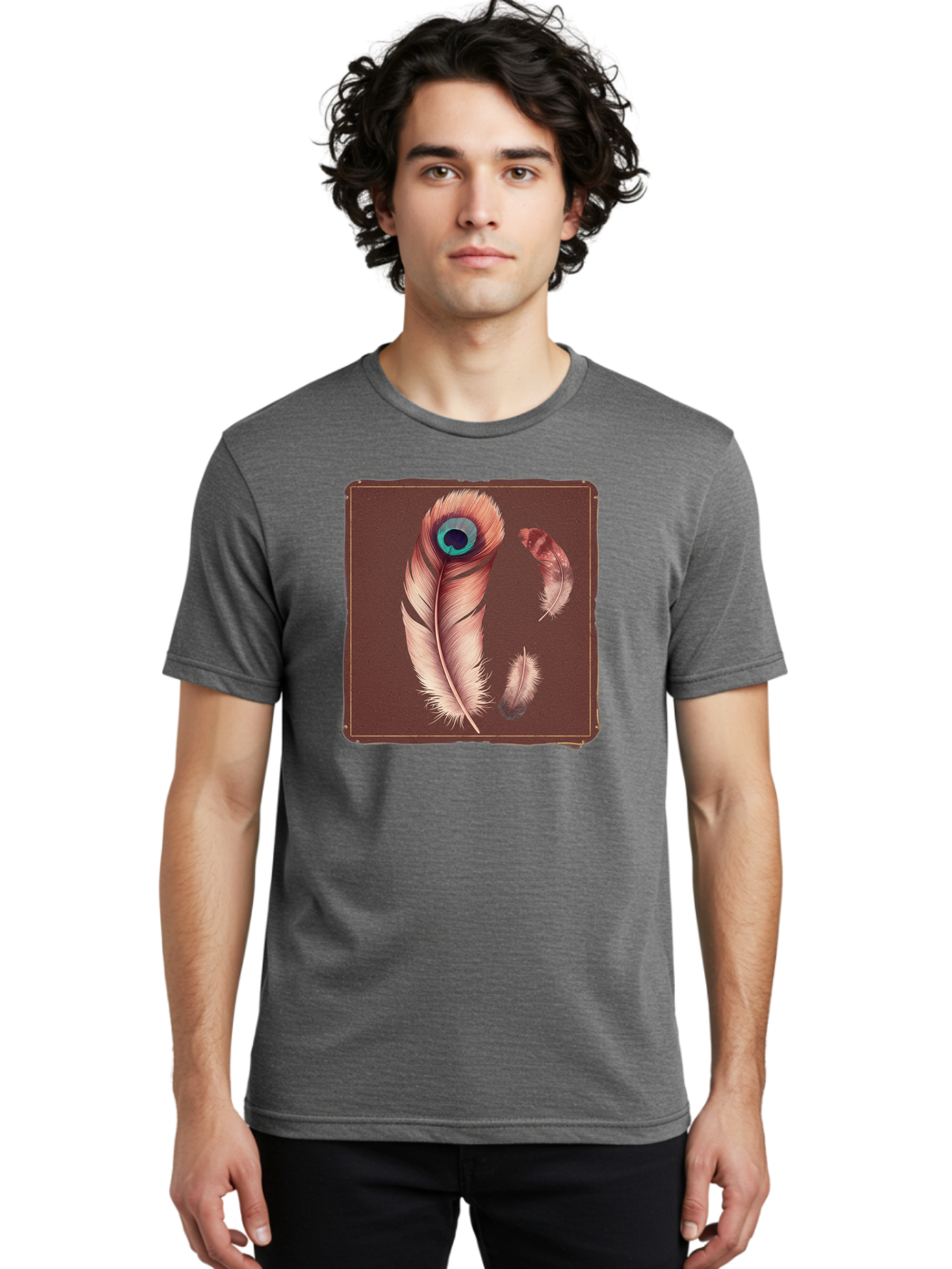 Peacock-Feathers-5 Men'S Graphic Tee, 100% Cotton, Comfortable Casual Summer Wear, Machine Washable, Vintage Camera, Old Camera, Antique Camera, Black Camera, Classic Photography, Photography Equipment, Nostalgic Device, Film Camera, Baj155
