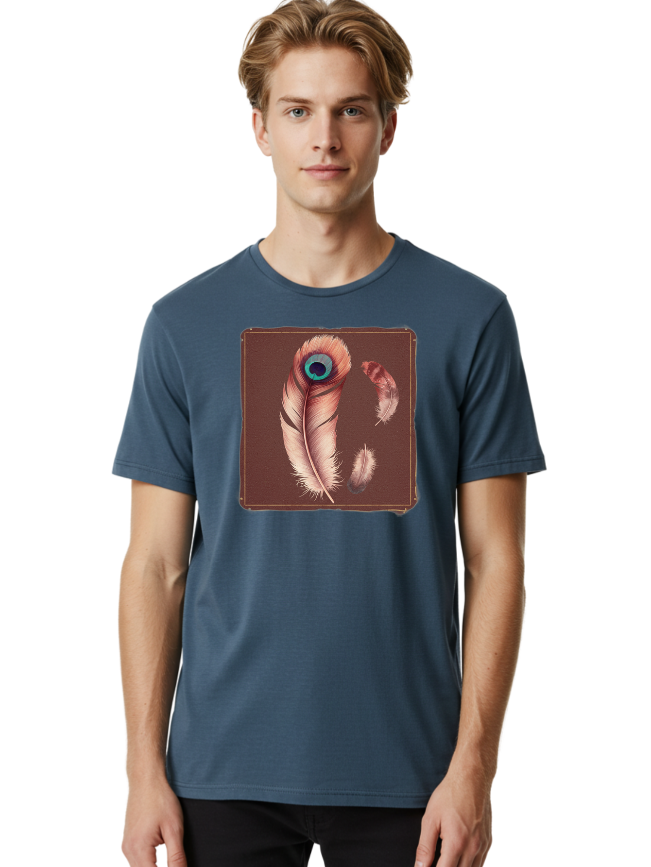 Peacock-Feathers-5 Men'S Graphic Tee, 100% Cotton, Comfortable Casual Summer Wear, Machine Washable, Vintage Camera, Old Camera, Antique Camera, Black Camera, Classic Photography, Photography Equipment, Nostalgic Device, Film Camera, Baj155