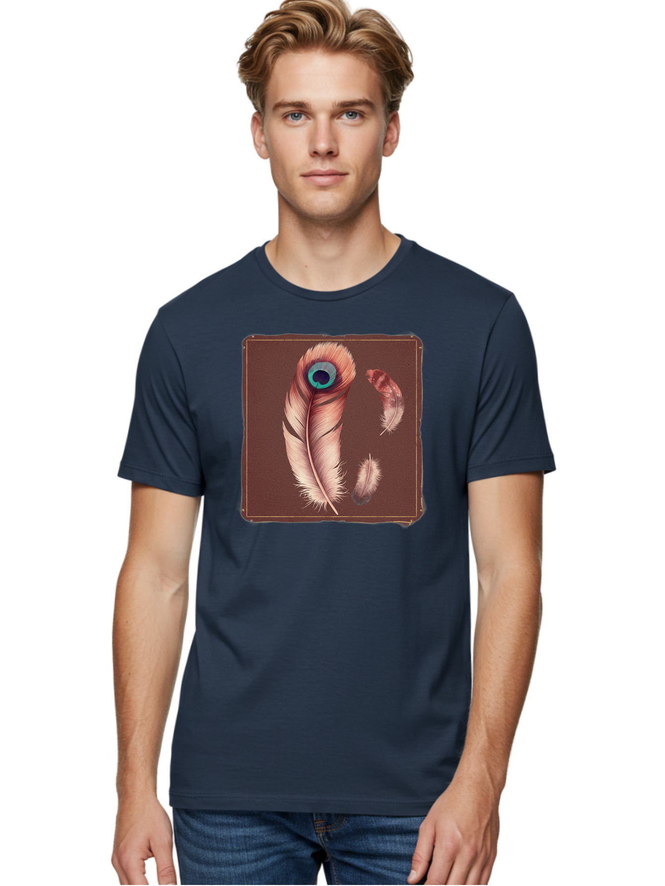 Peacock-Feathers-5 Men'S Graphic Tee, 100% Cotton, Comfortable Casual Summer Wear, Machine Washable, Vintage Camera, Old Camera, Antique Camera, Black Camera, Classic Photography, Photography Equipment, Nostalgic Device, Film Camera, Baj155