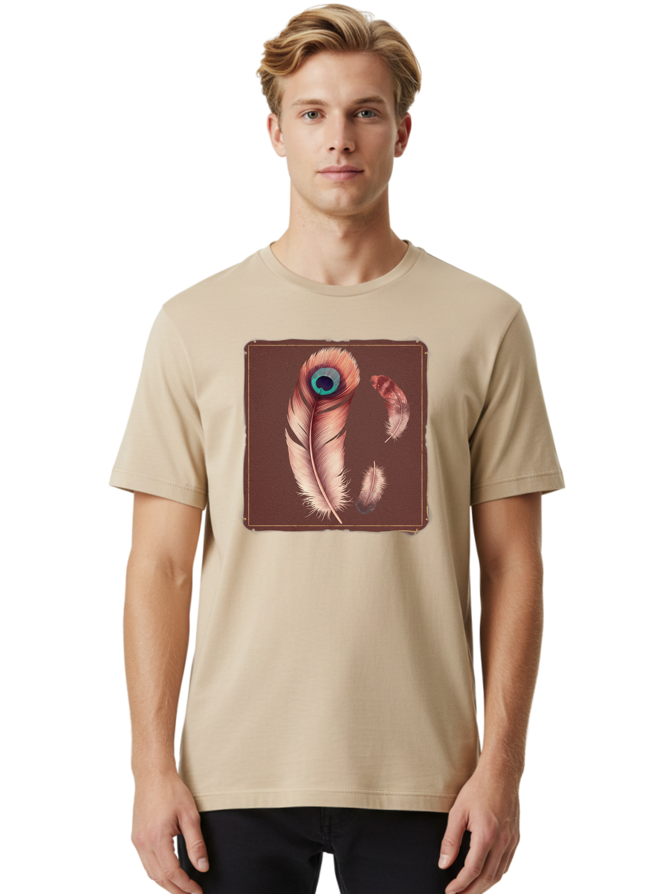 Peacock-Feathers-5 Men'S Graphic Tee, 100% Cotton, Comfortable Casual Summer Wear, Machine Washable, Vintage Camera, Old Camera, Antique Camera, Black Camera, Classic Photography, Photography Equipment, Nostalgic Device, Film Camera, Baj155