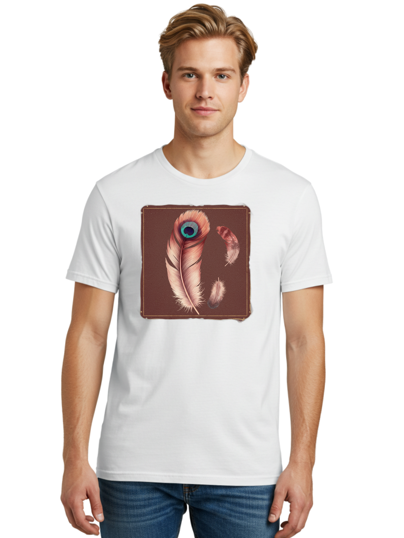 Peacock-Feathers-5 Men'S Graphic Tee, 100% Cotton, Comfortable Casual Summer Wear, Machine Washable, Vintage Camera, Old Camera, Antique Camera, Black Camera, Classic Photography, Photography Equipment, Nostalgic Device, Film Camera, Baj155