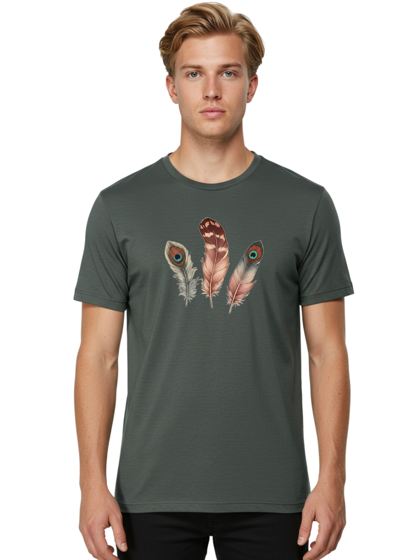Peacock-Feathers Men'S Graphic Tee, 100% Cotton, Comfortable Casual Summer Wear, Machine Washable, Vintage Camera, Old Camera, Antique Camera, Black Camera, Classic Photography, Photography Equipment, Nostalgic Device, Film Camera, Camera Art Baj156