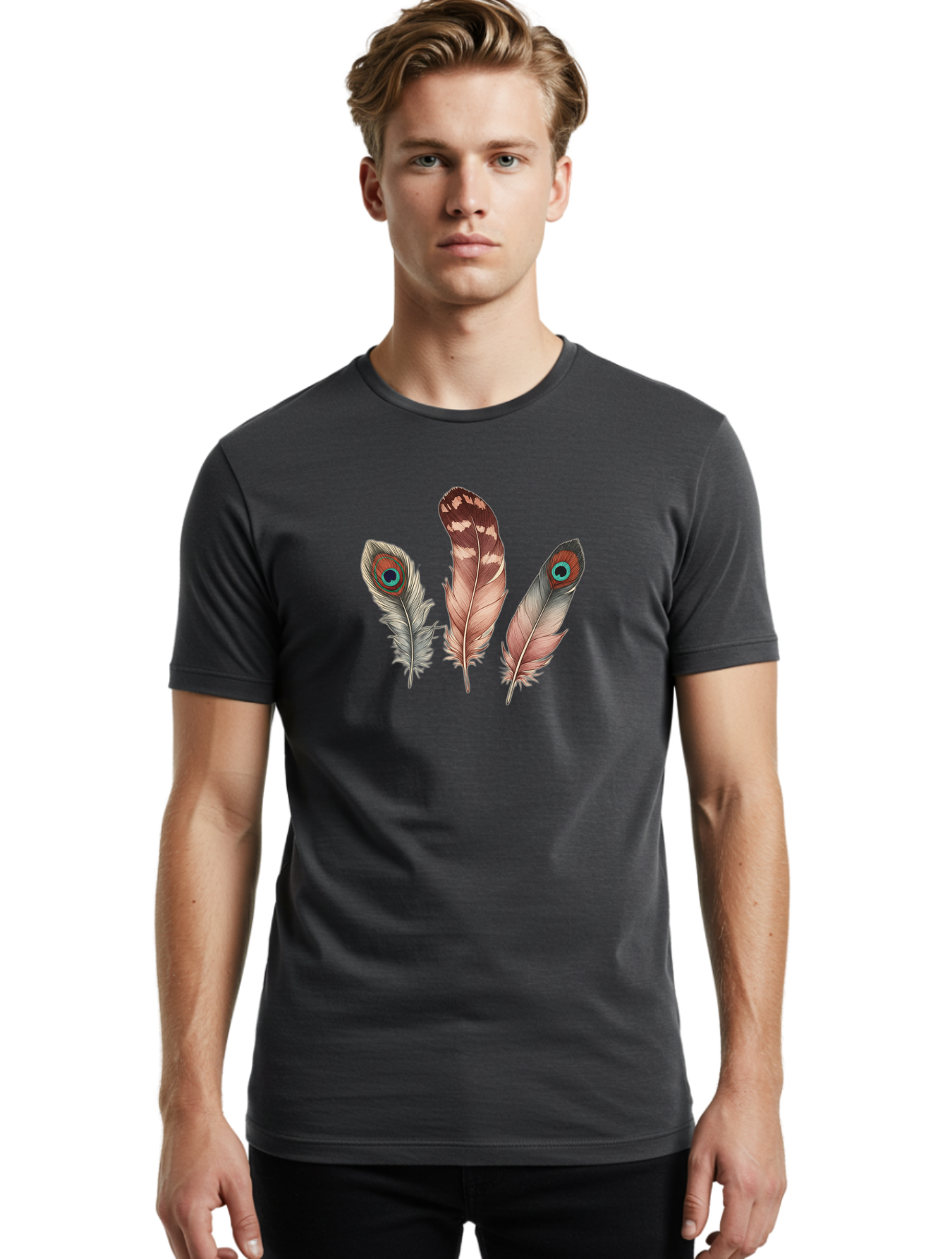 Peacock-Feathers Men'S Graphic Tee, 100% Cotton, Comfortable Casual Summer Wear, Machine Washable, Vintage Camera, Old Camera, Antique Camera, Black Camera, Classic Photography, Photography Equipment, Nostalgic Device, Film Camera, Camera Art Baj156