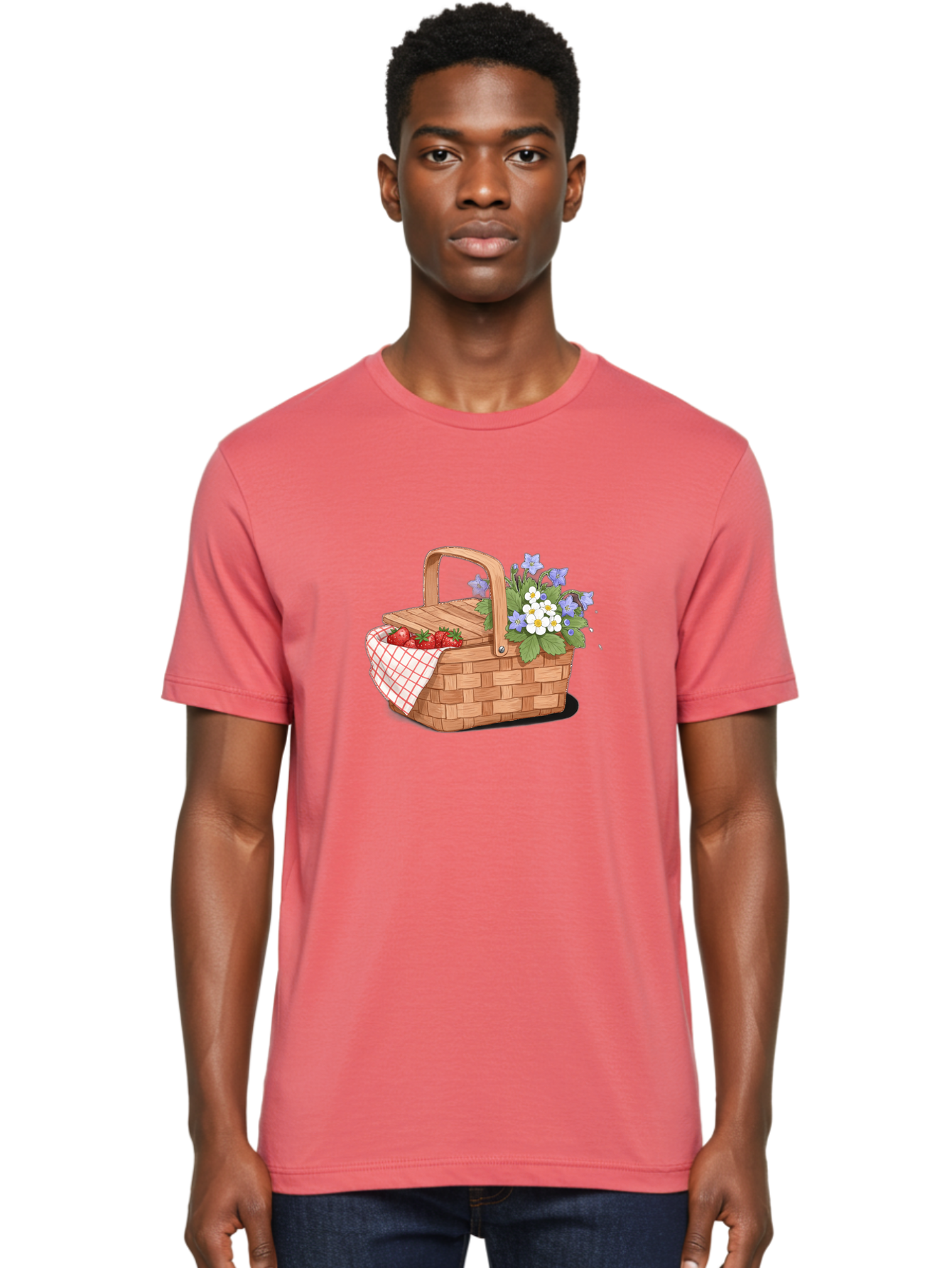 Picnic-Basket-1 Men'S Graphic Tee, 100% Cotton, Comfortable Casual Summer Wear, Machine Washable, Vintage Camera, Old Camera, Antique Camera, Black Camera, Classic Photography, Photography Equipment, Nostalgic Device, Film Camera, Camera Art Baj160