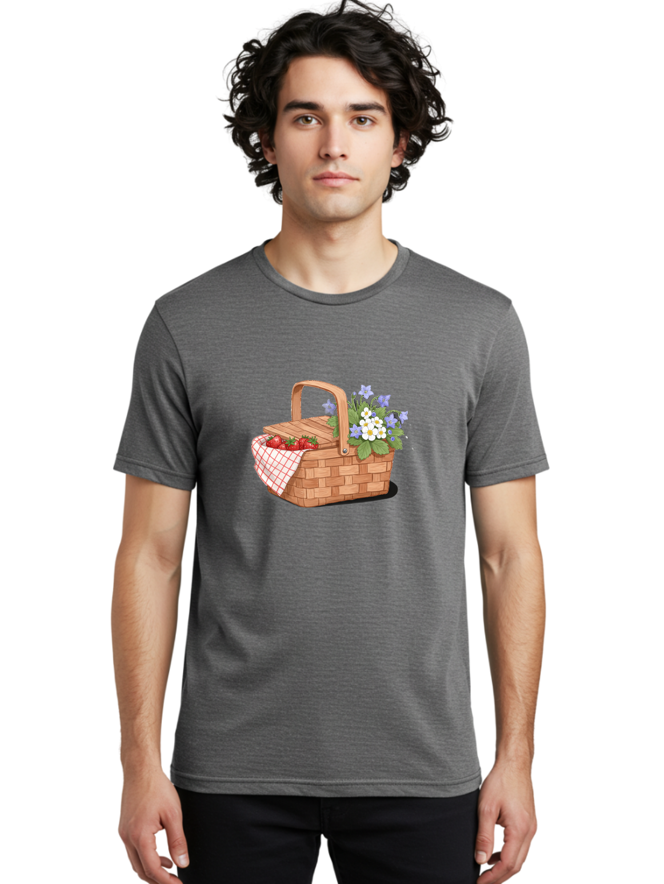 Picnic-Basket-1 Men'S Graphic Tee, 100% Cotton, Comfortable Casual Summer Wear, Machine Washable, Vintage Camera, Old Camera, Antique Camera, Black Camera, Classic Photography, Photography Equipment, Nostalgic Device, Film Camera, Camera Art Baj160