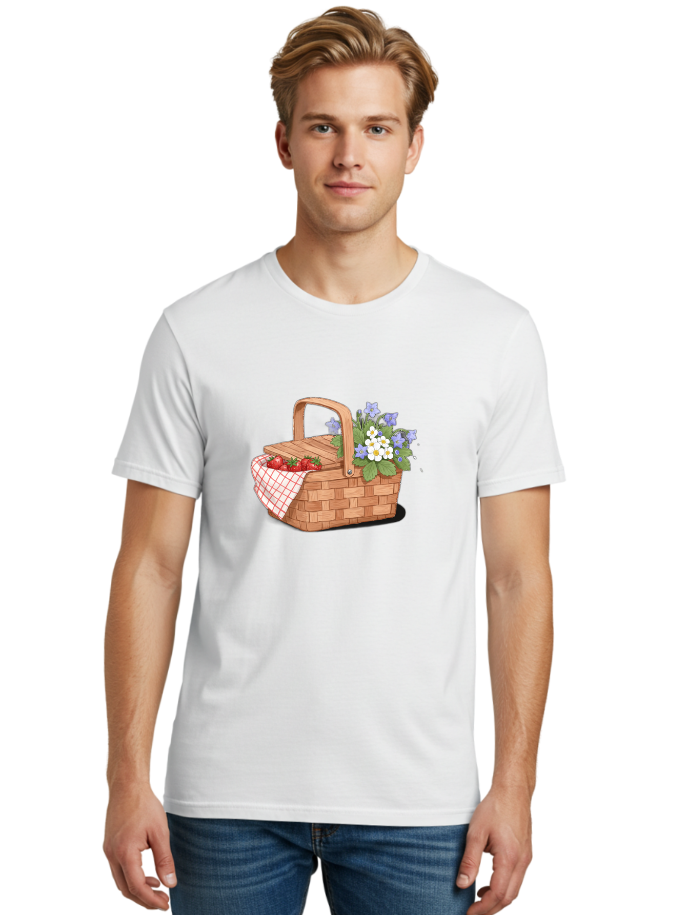 Picnic-Basket-1 Men'S Graphic Tee, 100% Cotton, Comfortable Casual Summer Wear, Machine Washable, Vintage Camera, Old Camera, Antique Camera, Black Camera, Classic Photography, Photography Equipment, Nostalgic Device, Film Camera, Camera Art Baj160