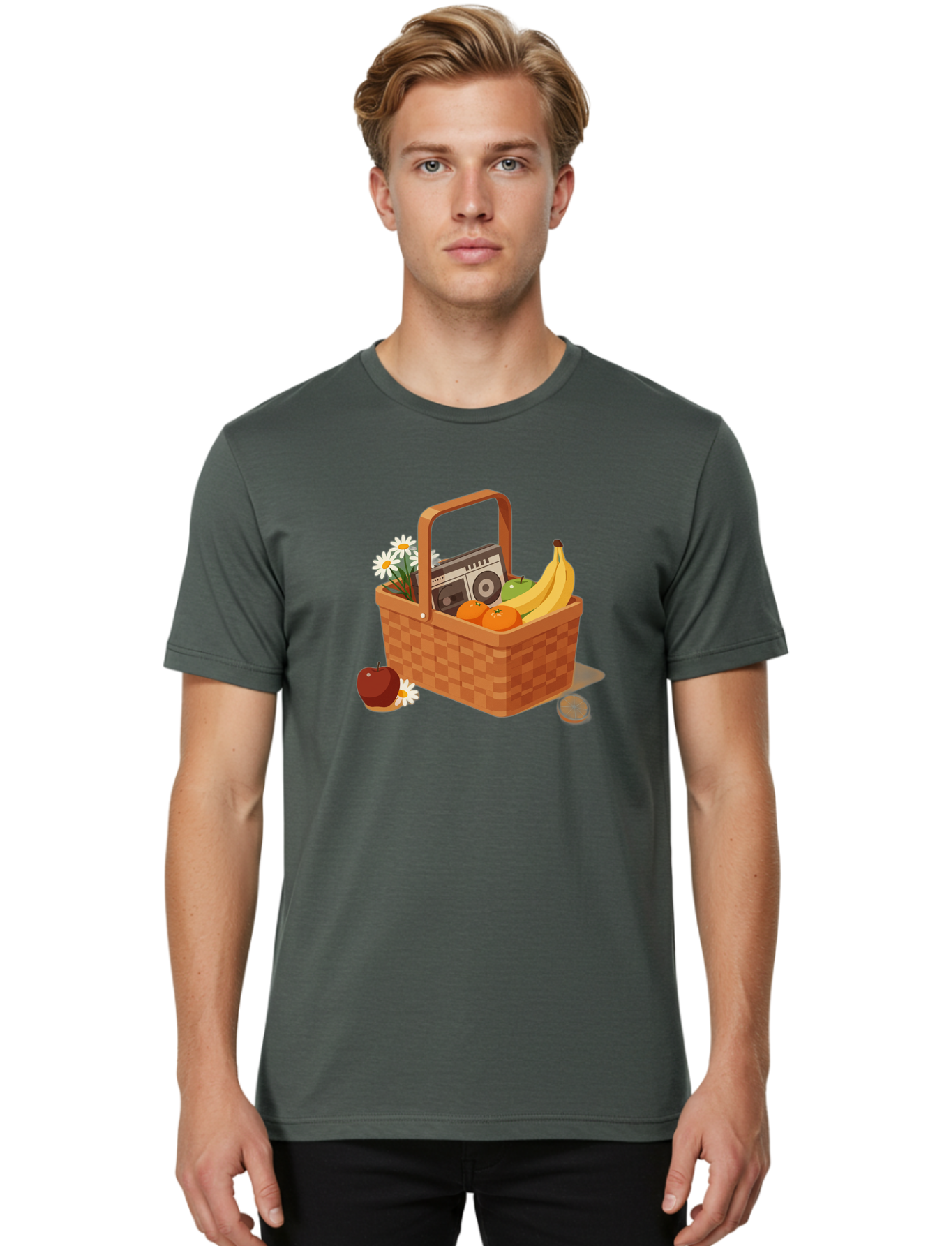 Picnic-Basket-2 Men'S Graphic Tee, 100% Cotton, Comfortable Casual Summer Wear, Machine Washable, Vintage Camera, Old Camera, Antique Camera, Black Camera, Classic Photography, Photography Equipment, Nostalgic Device, Film Camera, Camera Art Baj161