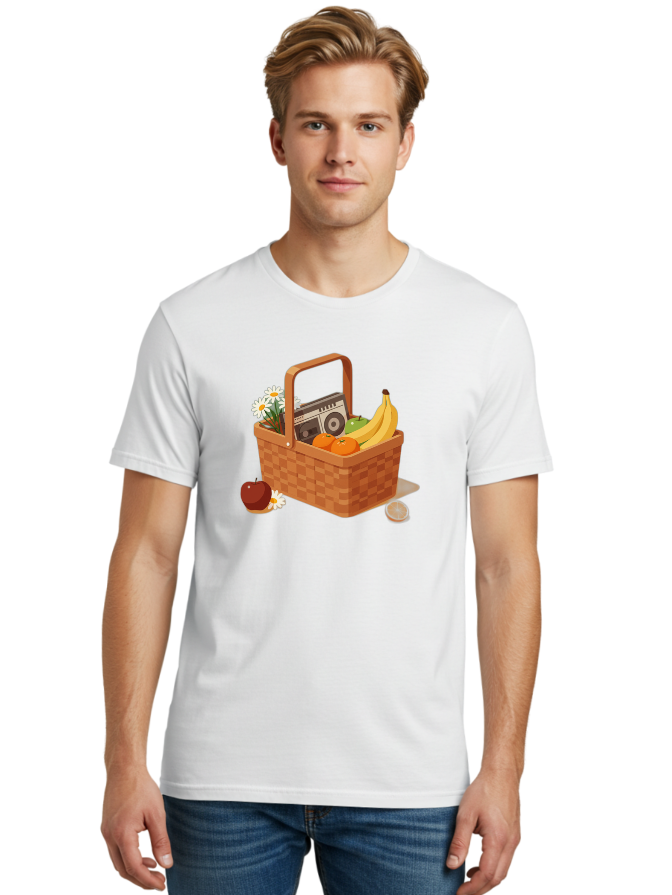 Picnic-Basket-2 Men'S Graphic Tee, 100% Cotton, Comfortable Casual Summer Wear, Machine Washable, Vintage Camera, Old Camera, Antique Camera, Black Camera, Classic Photography, Photography Equipment, Nostalgic Device, Film Camera, Camera Art Baj161
