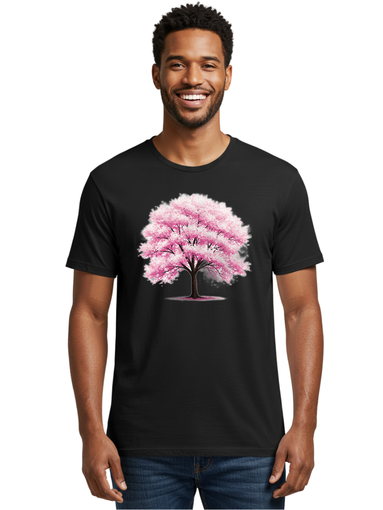 Pink-Cherry-Blossom-Tree-1 Men'S Graphic Tee, 100% Cotton, Comfortable Casual Summer Wear, Machine Washable, Vintage Camera, Old Camera, Antique Camera, Black Camera, Classic Photography, Photography Equipment, Nostalgic Device, Film Camera, Baj166