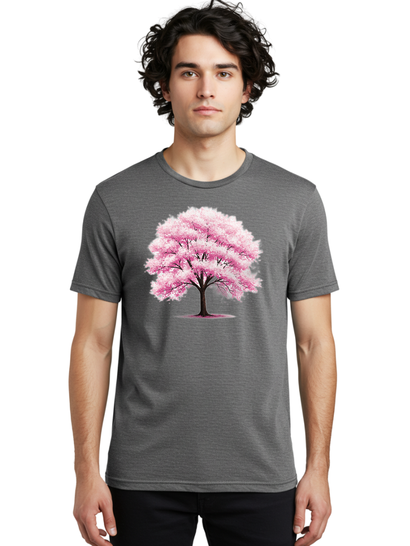 Pink-Cherry-Blossom-Tree-1 Men'S Graphic Tee, 100% Cotton, Comfortable Casual Summer Wear, Machine Washable, Vintage Camera, Old Camera, Antique Camera, Black Camera, Classic Photography, Photography Equipment, Nostalgic Device, Film Camera, Baj166