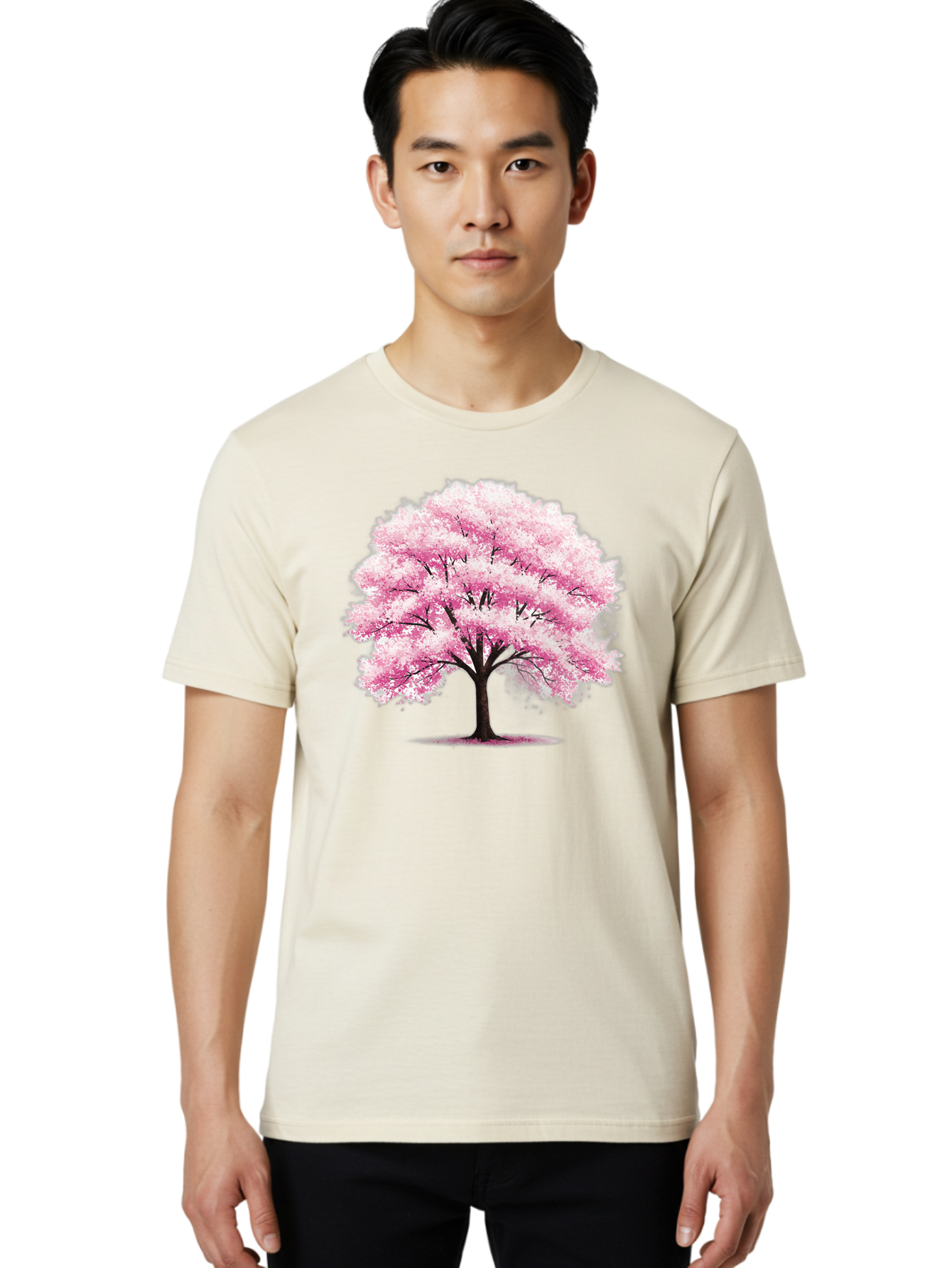 Pink-Cherry-Blossom-Tree-1 Men'S Graphic Tee, 100% Cotton, Comfortable Casual Summer Wear, Machine Washable, Vintage Camera, Old Camera, Antique Camera, Black Camera, Classic Photography, Photography Equipment, Nostalgic Device, Film Camera, Baj166