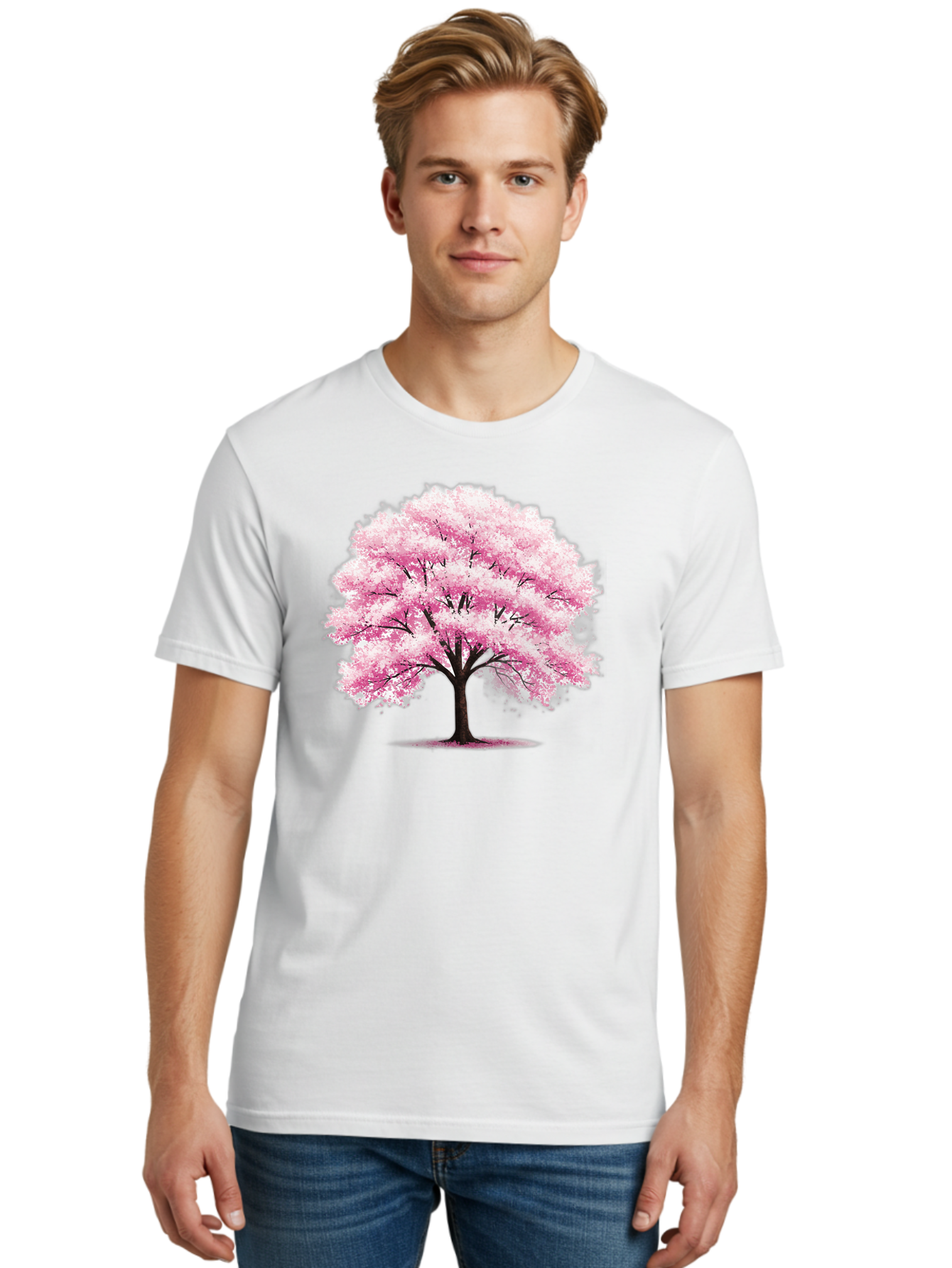 Pink-Cherry-Blossom-Tree-1 Men'S Graphic Tee, 100% Cotton, Comfortable Casual Summer Wear, Machine Washable, Vintage Camera, Old Camera, Antique Camera, Black Camera, Classic Photography, Photography Equipment, Nostalgic Device, Film Camera, Baj166