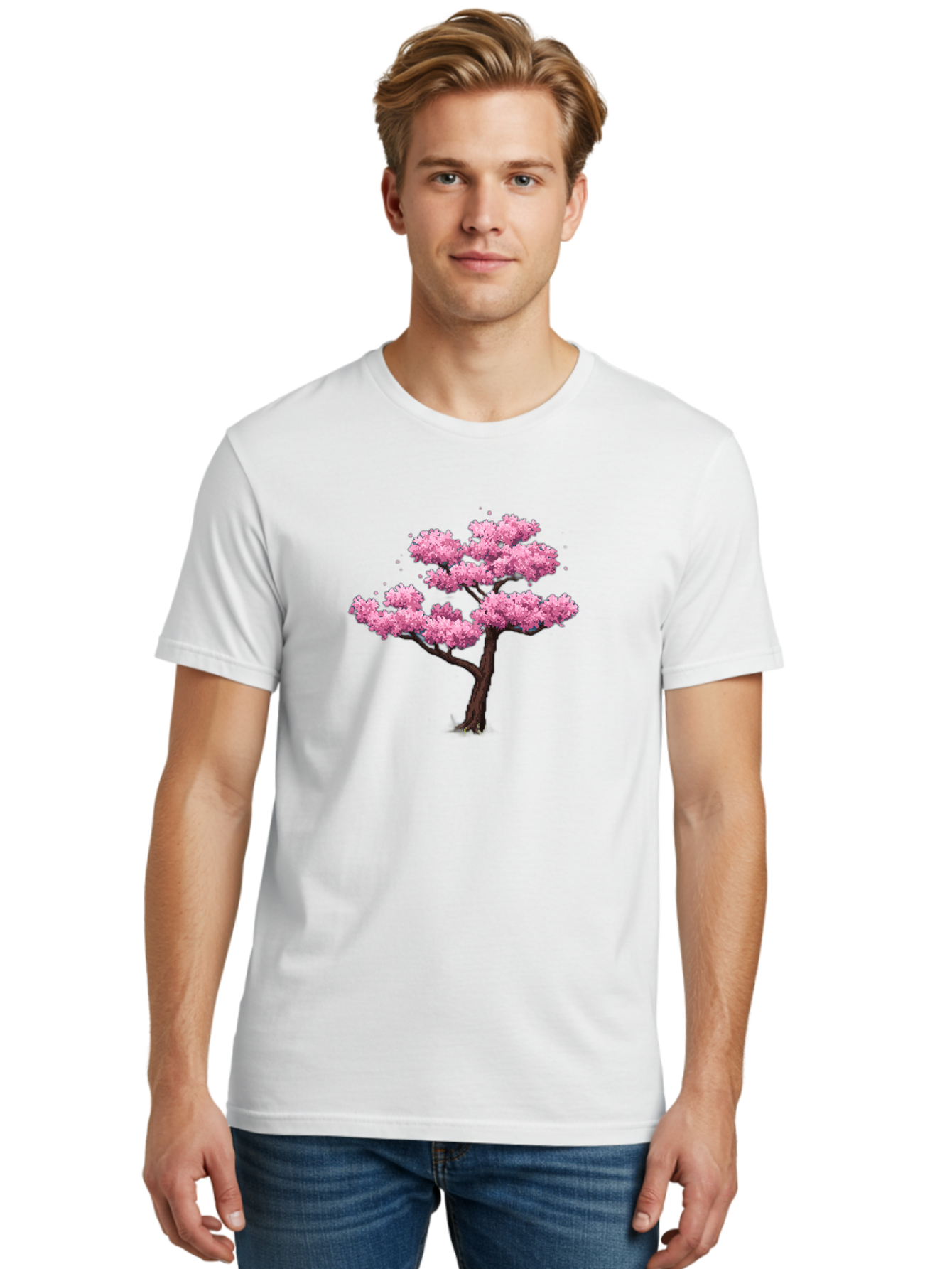 Pink-Cherry-Blossom-Tree-2 Men'S Graphic Tee, 100% Cotton, Comfortable Casual Summer Wear, Machine Washable, Vintage Camera, Old Camera, Antique Camera, Black Camera, Classic Photography, Photography Equipment, Nostalgic Device, Film Camera, Baj167