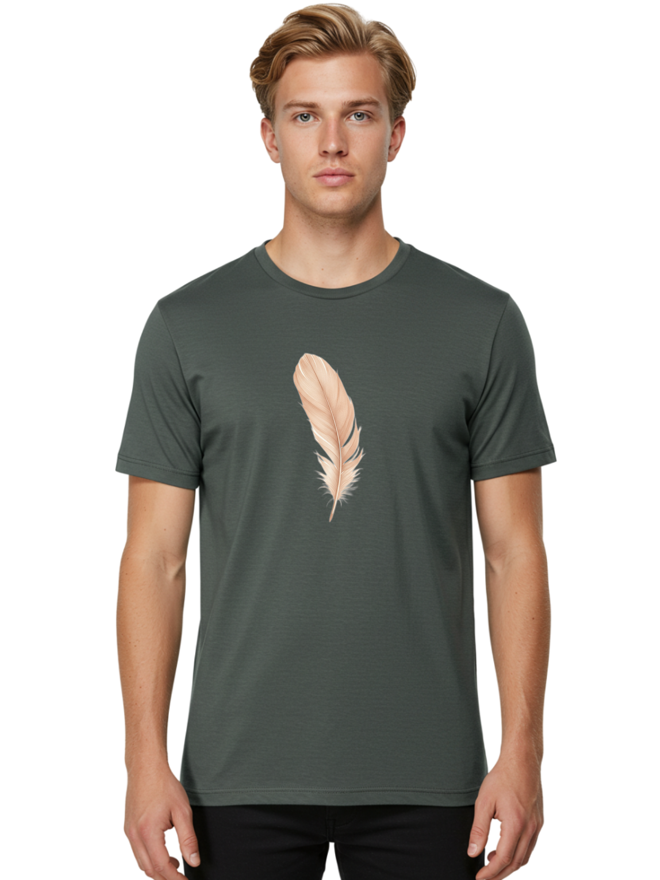 Pink-Feather-1 Men'S Graphic Tee, 100% Cotton, Comfortable Casual Summer Wear, Machine Washable, Vintage Camera, Old Camera, Antique Camera, Black Camera, Classic Photography, Photography Equipment, Nostalgic Device, Film Camera, Camera Art Baj171