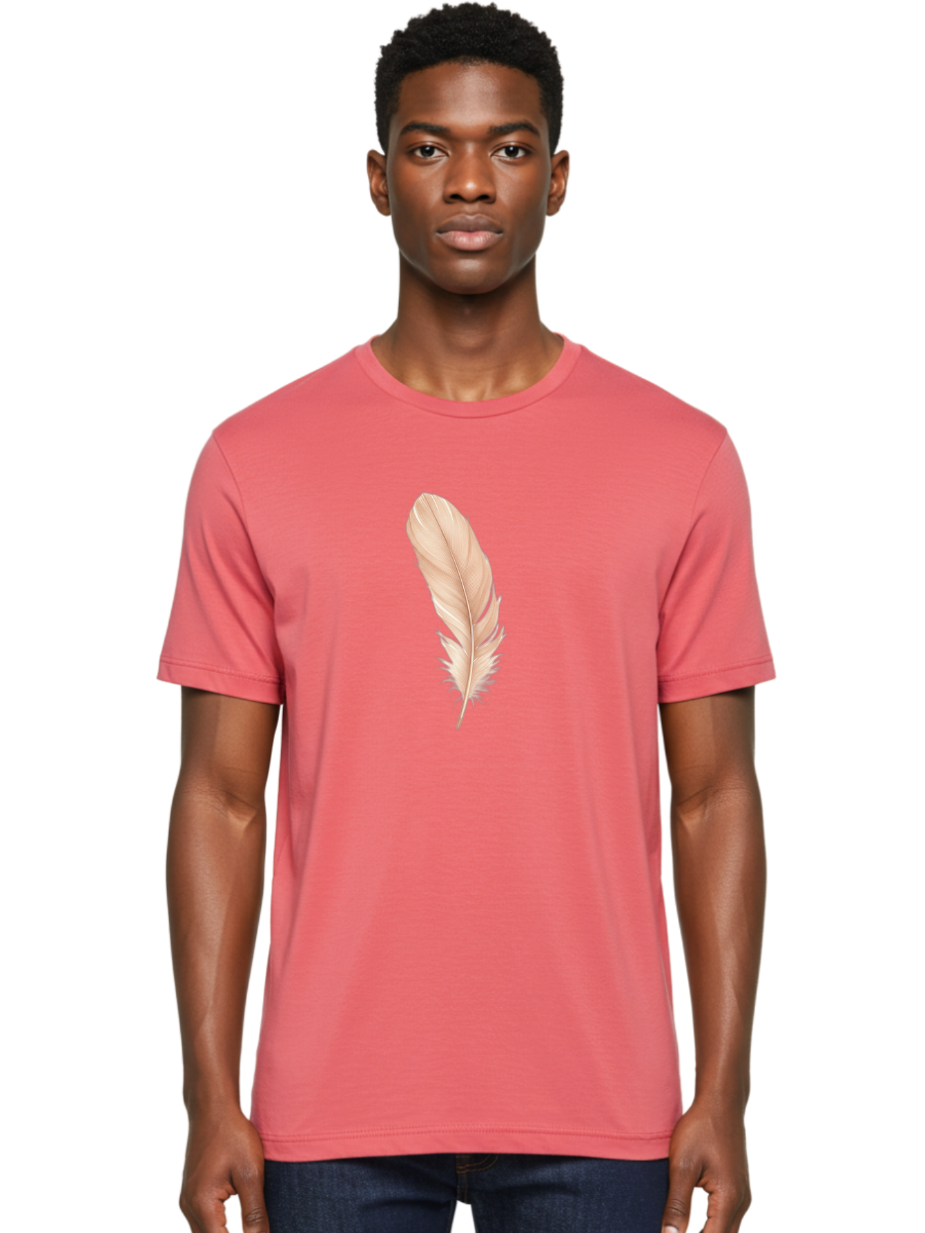Pink-Feather-1 Men'S Graphic Tee, 100% Cotton, Comfortable Casual Summer Wear, Machine Washable, Vintage Camera, Old Camera, Antique Camera, Black Camera, Classic Photography, Photography Equipment, Nostalgic Device, Film Camera, Camera Art Baj171