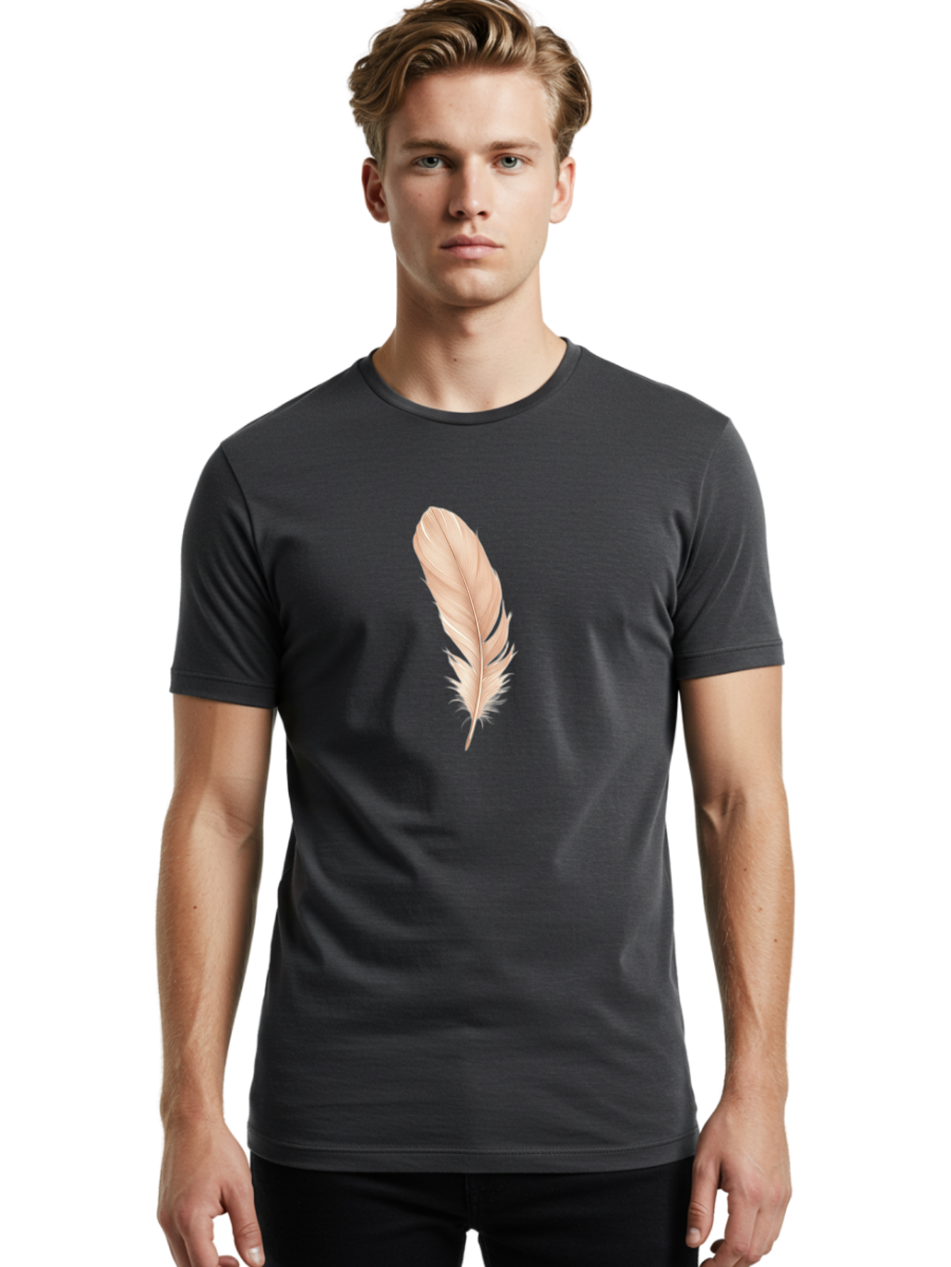 Pink-Feather-1 Men'S Graphic Tee, 100% Cotton, Comfortable Casual Summer Wear, Machine Washable, Vintage Camera, Old Camera, Antique Camera, Black Camera, Classic Photography, Photography Equipment, Nostalgic Device, Film Camera, Camera Art Baj171