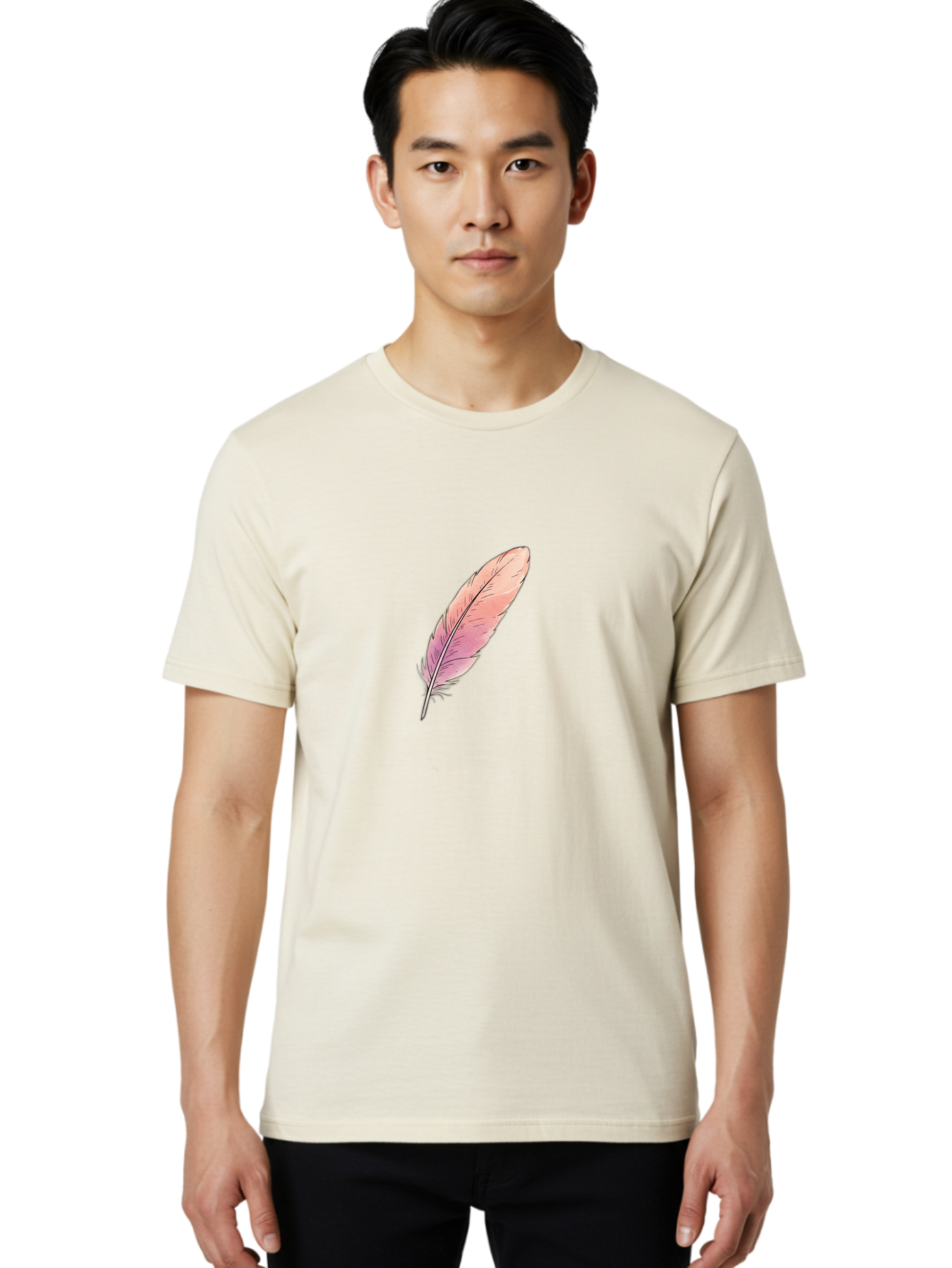 Pink-Feather-2 Men'S Graphic Tee, 100% Cotton, Comfortable Casual Summer Wear, Machine Washable, Vintage Camera, Old Camera, Antique Camera, Black Camera, Classic Photography, Photography Equipment, Nostalgic Device, Film Camera, Camera Art Baj172