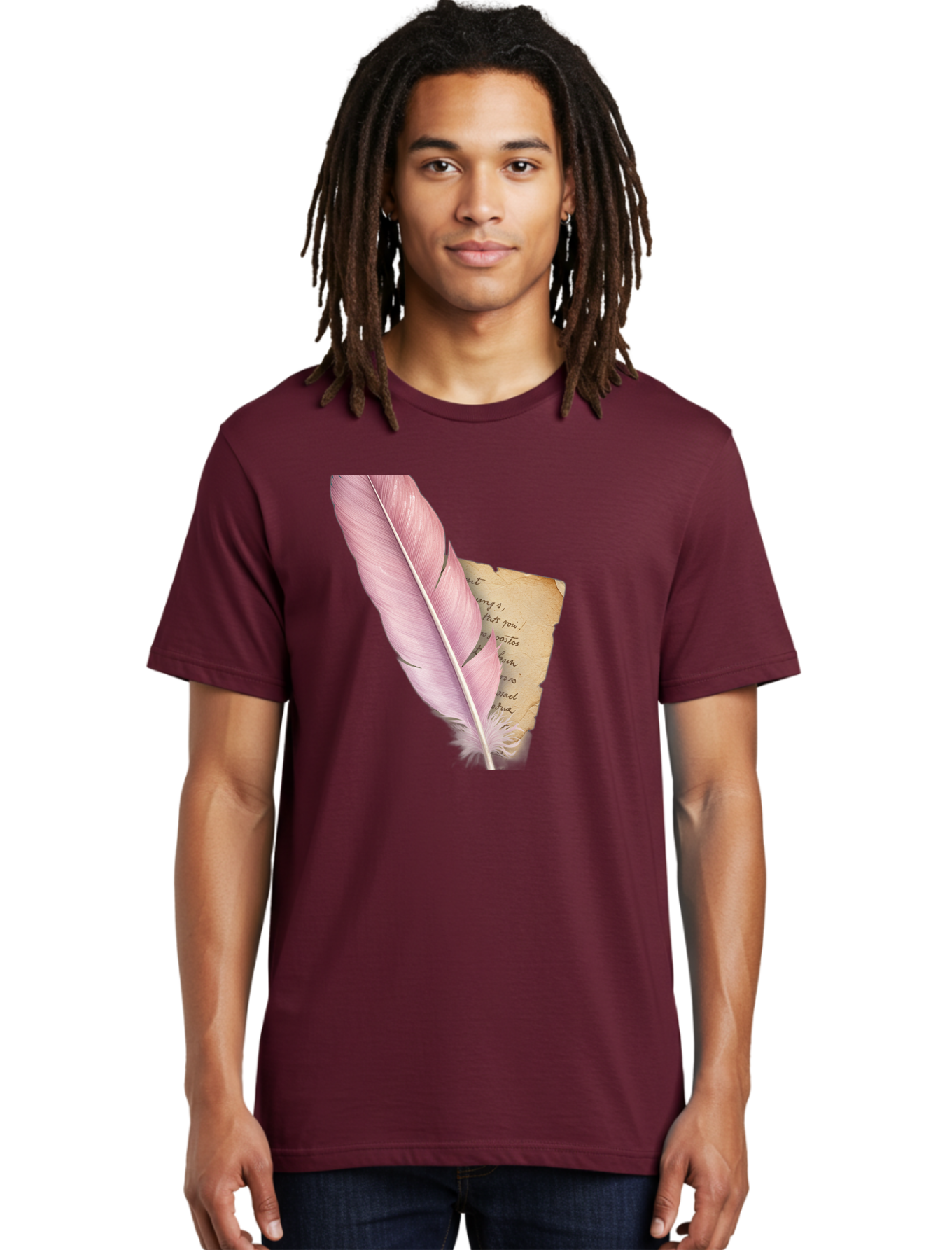 Pink-Feather-Quill-Pen Men'S Graphic Tee, 100% Cotton, Comfortable Casual Summer Wear, Machine Washable, Vintage Camera, Old Camera, Antique Camera, Black Camera, Classic Photography, Photography Equipment, Nostalgic Device, Film Camera, Baj173