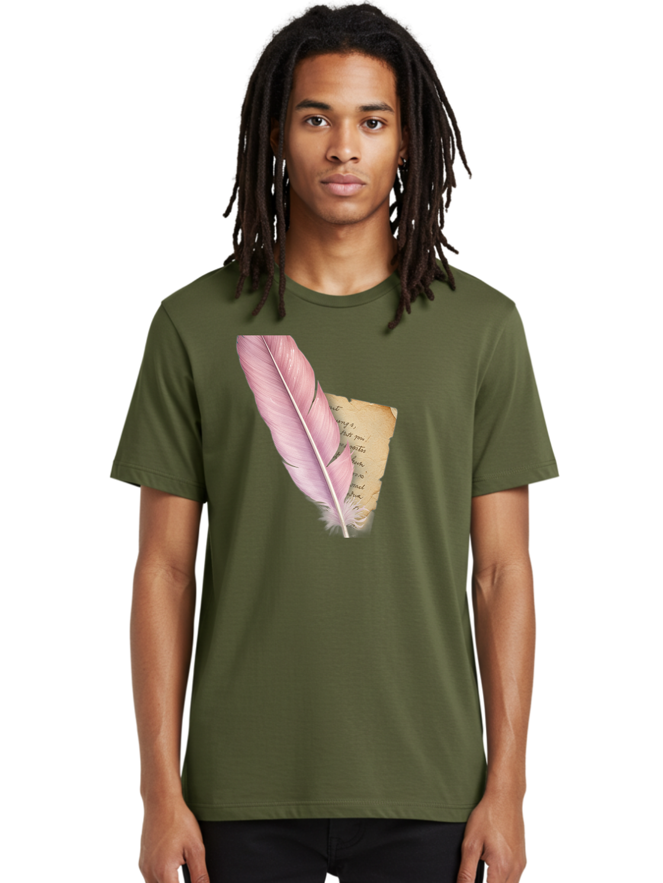 Pink-Feather-Quill-Pen Men'S Graphic Tee, 100% Cotton, Comfortable Casual Summer Wear, Machine Washable, Vintage Camera, Old Camera, Antique Camera, Black Camera, Classic Photography, Photography Equipment, Nostalgic Device, Film Camera, Baj173