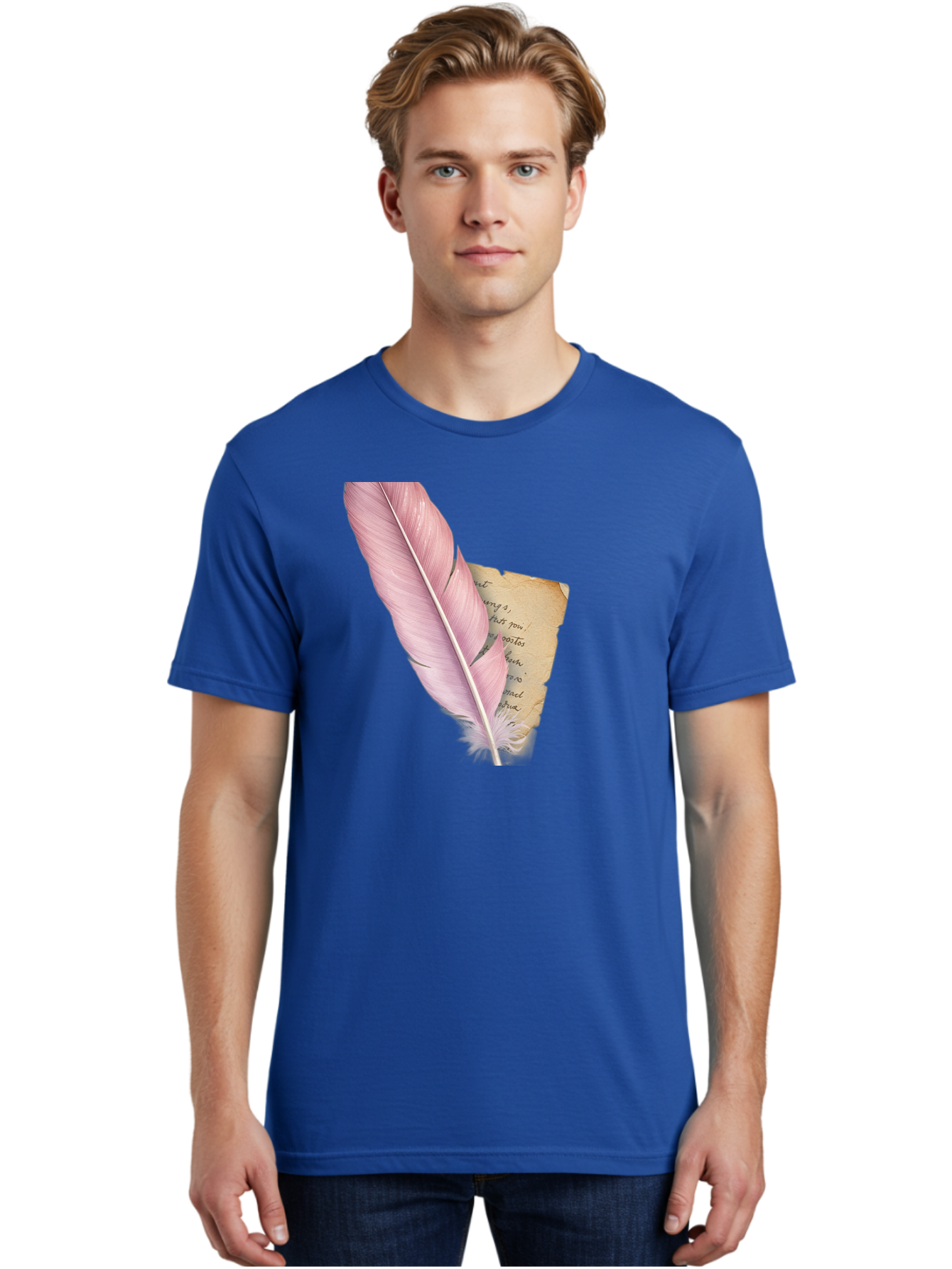 Pink-Feather-Quill-Pen Men'S Graphic Tee, 100% Cotton, Comfortable Casual Summer Wear, Machine Washable, Vintage Camera, Old Camera, Antique Camera, Black Camera, Classic Photography, Photography Equipment, Nostalgic Device, Film Camera, Baj173