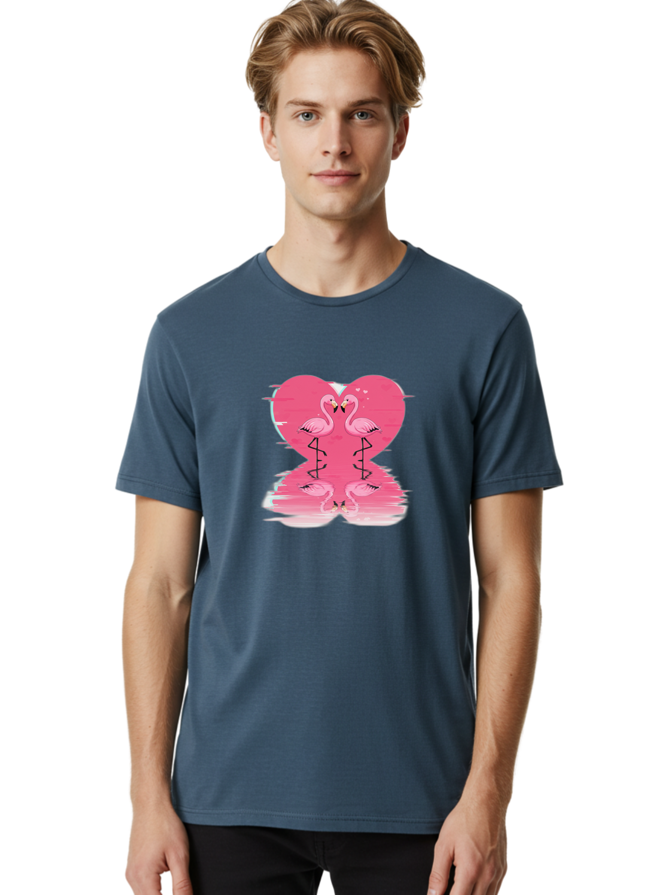 Pink-Flamingos-Heart-1 Men'S Graphic Tee, 100% Cotton, Comfortable Casual Summer Wear, Machine Washable, Vintage Camera, Old Camera, Antique Camera, Black Camera, Classic Photography, Photography Equipment, Nostalgic Device, Film Camera, Baj185