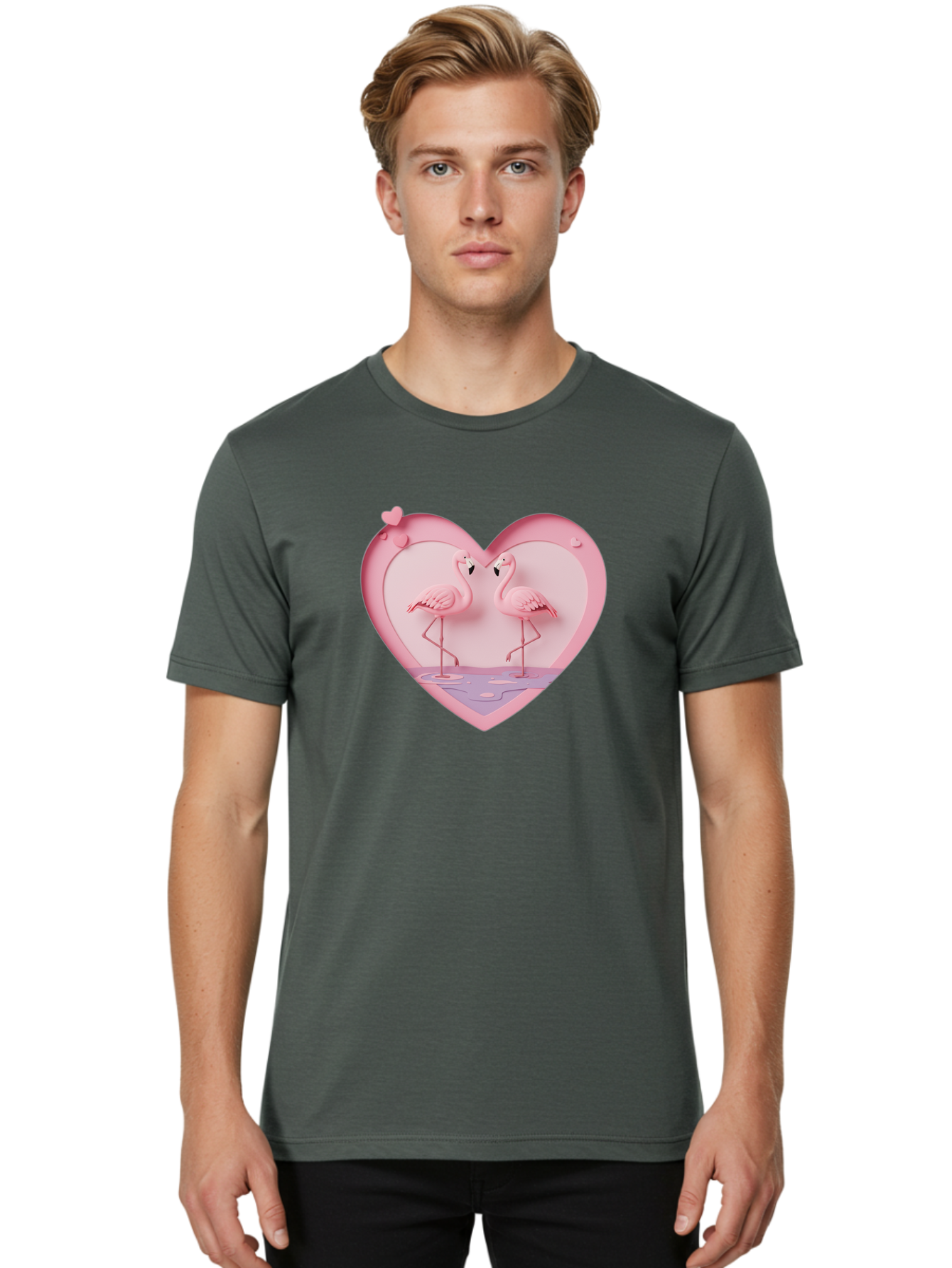 Pink-Flamingos-Heart Men'S Graphic Tee, 100% Cotton, Comfortable Casual Summer Wear, Machine Washable, Vintage Camera, Old Camera, Antique Camera, Black Camera, Classic Photography, Photography Equipment, Nostalgic Device, Film Camera, Baj187