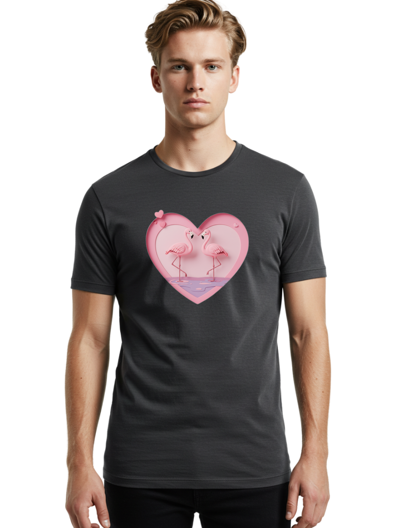 Pink-Flamingos-Heart Men'S Graphic Tee, 100% Cotton, Comfortable Casual Summer Wear, Machine Washable, Vintage Camera, Old Camera, Antique Camera, Black Camera, Classic Photography, Photography Equipment, Nostalgic Device, Film Camera, Baj187