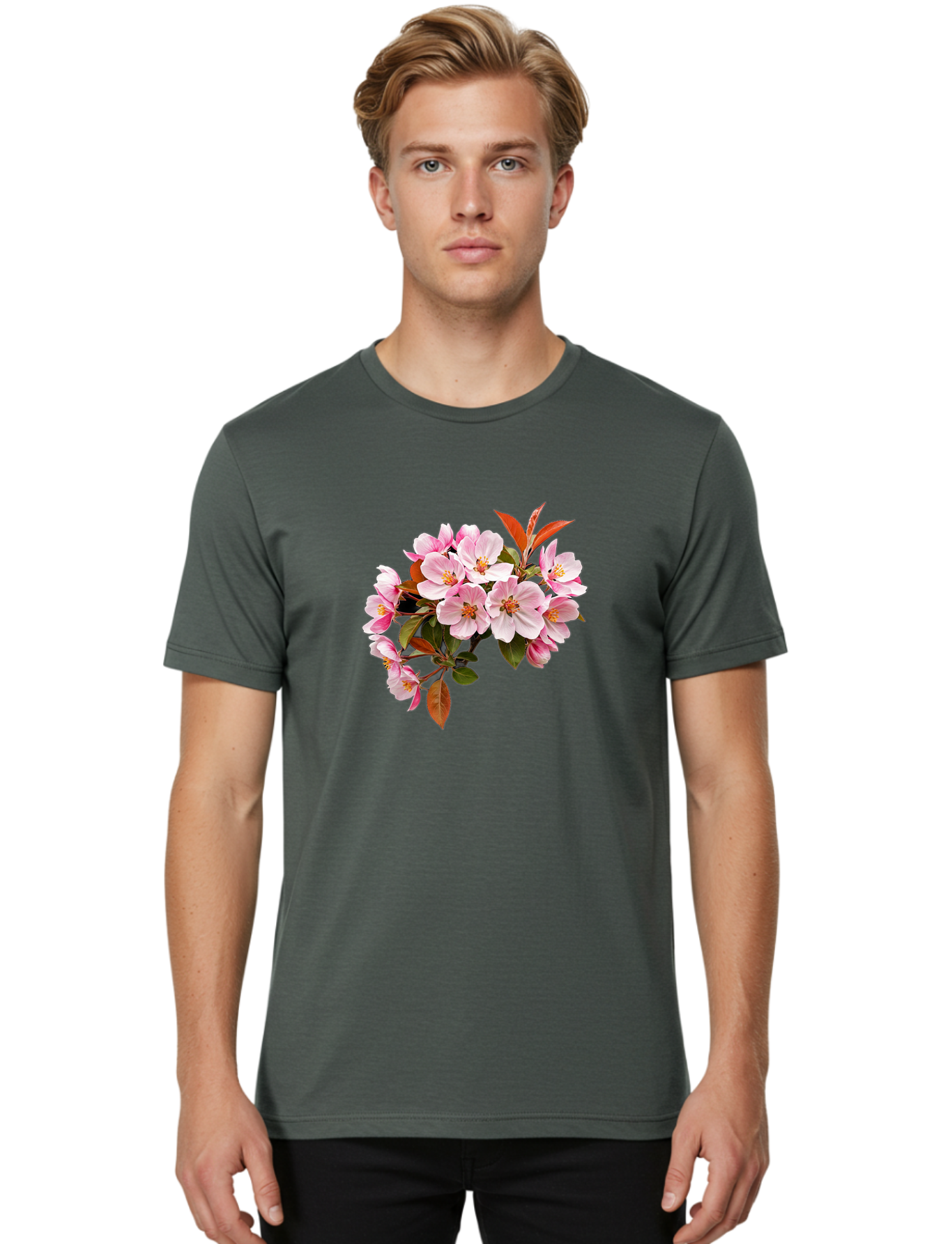 Pink-Flowers-2 Men'S Graphic Tee, 100% Cotton, Comfortable Casual Summer Wear, Machine Washable, Vintage Camera, Old Camera, Antique Camera, Black Camera, Classic Photography, Photography Equipment, Nostalgic Device, Film Camera, Camera Art Baj191