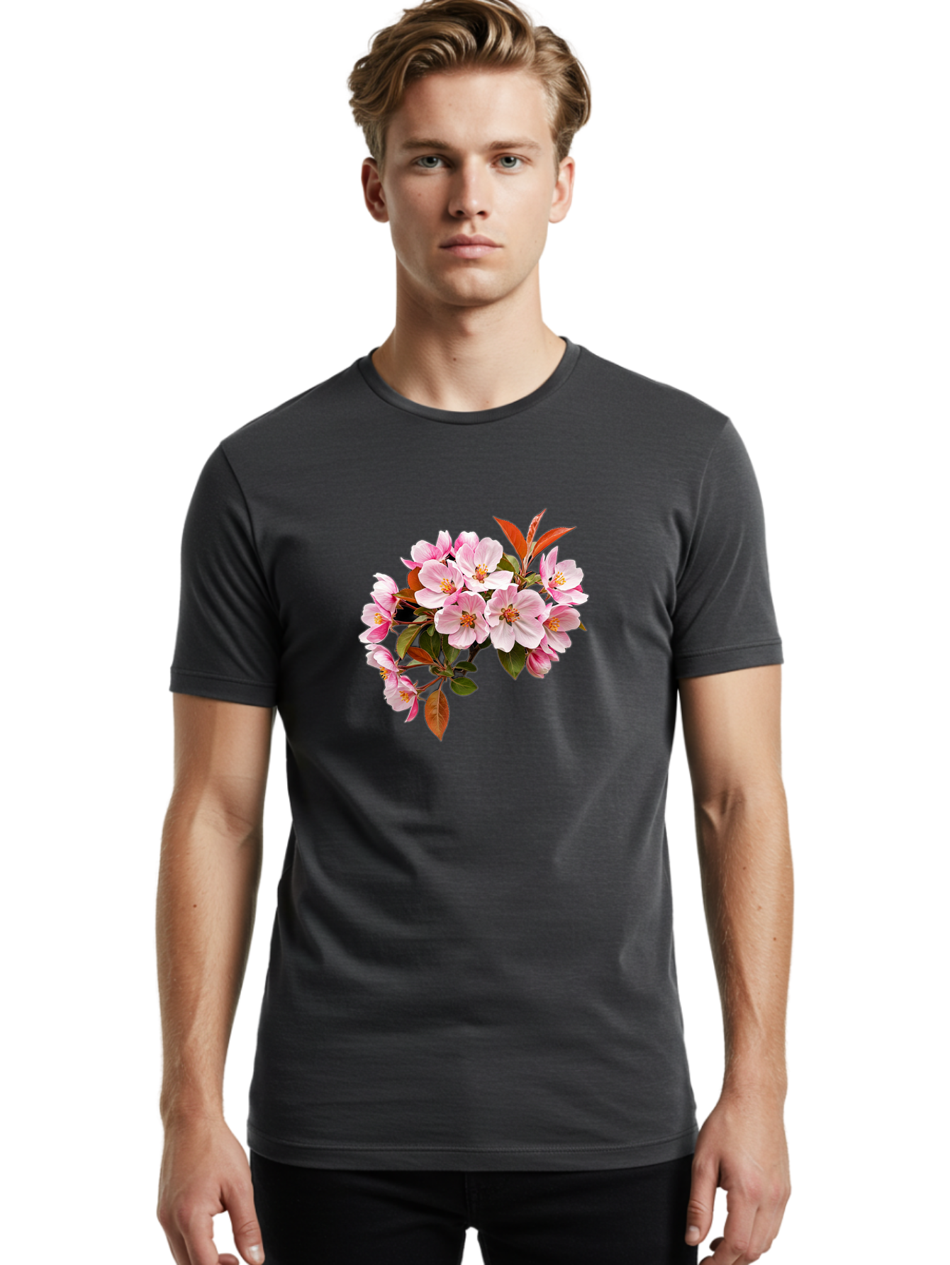 Pink-Flowers-2 Men'S Graphic Tee, 100% Cotton, Comfortable Casual Summer Wear, Machine Washable, Vintage Camera, Old Camera, Antique Camera, Black Camera, Classic Photography, Photography Equipment, Nostalgic Device, Film Camera, Camera Art Baj191