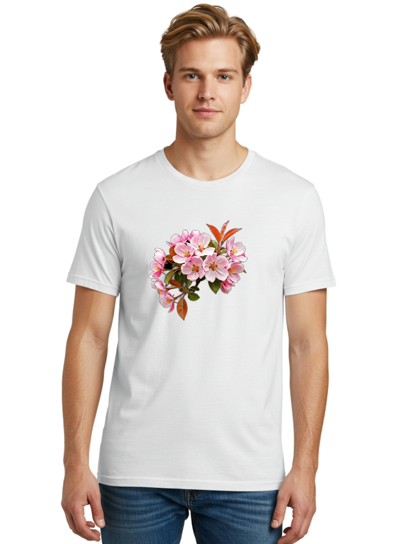 Pink-Flowers-2 Men'S Graphic Tee, 100% Cotton, Comfortable Casual Summer Wear, Machine Washable, Vintage Camera, Old Camera, Antique Camera, Black Camera, Classic Photography, Photography Equipment, Nostalgic Device, Film Camera, Camera Art Baj191