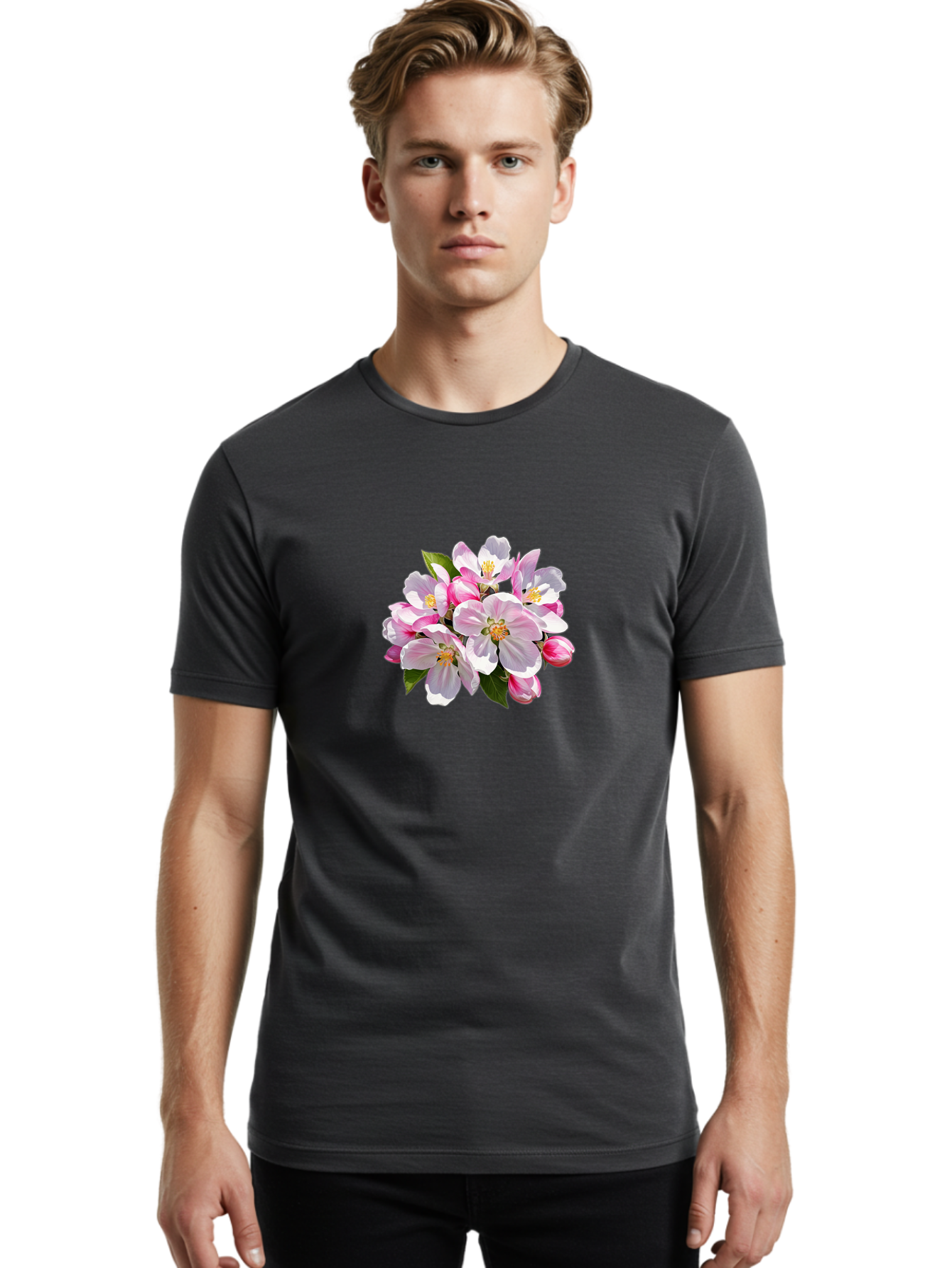 Pink-Flowers-3 Men'S Graphic Tee, 100% Cotton, Comfortable Casual Summer Wear, Machine Washable, Vintage Camera, Old Camera, Antique Camera, Black Camera, Classic Photography, Photography Equipment, Nostalgic Device, Film Camera, Camera Art Baj192