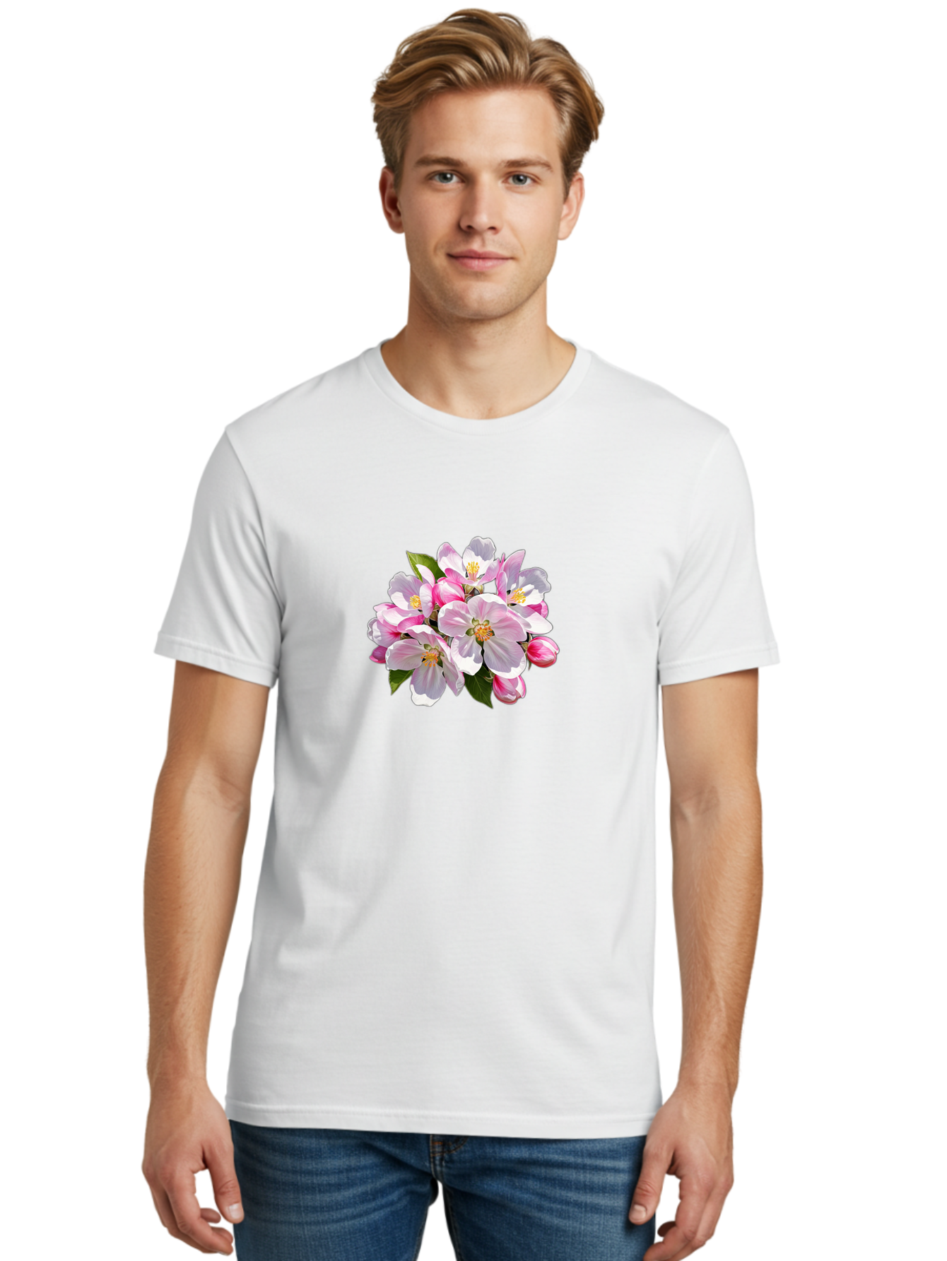 Pink-Flowers-3 Men'S Graphic Tee, 100% Cotton, Comfortable Casual Summer Wear, Machine Washable, Vintage Camera, Old Camera, Antique Camera, Black Camera, Classic Photography, Photography Equipment, Nostalgic Device, Film Camera, Camera Art Baj192