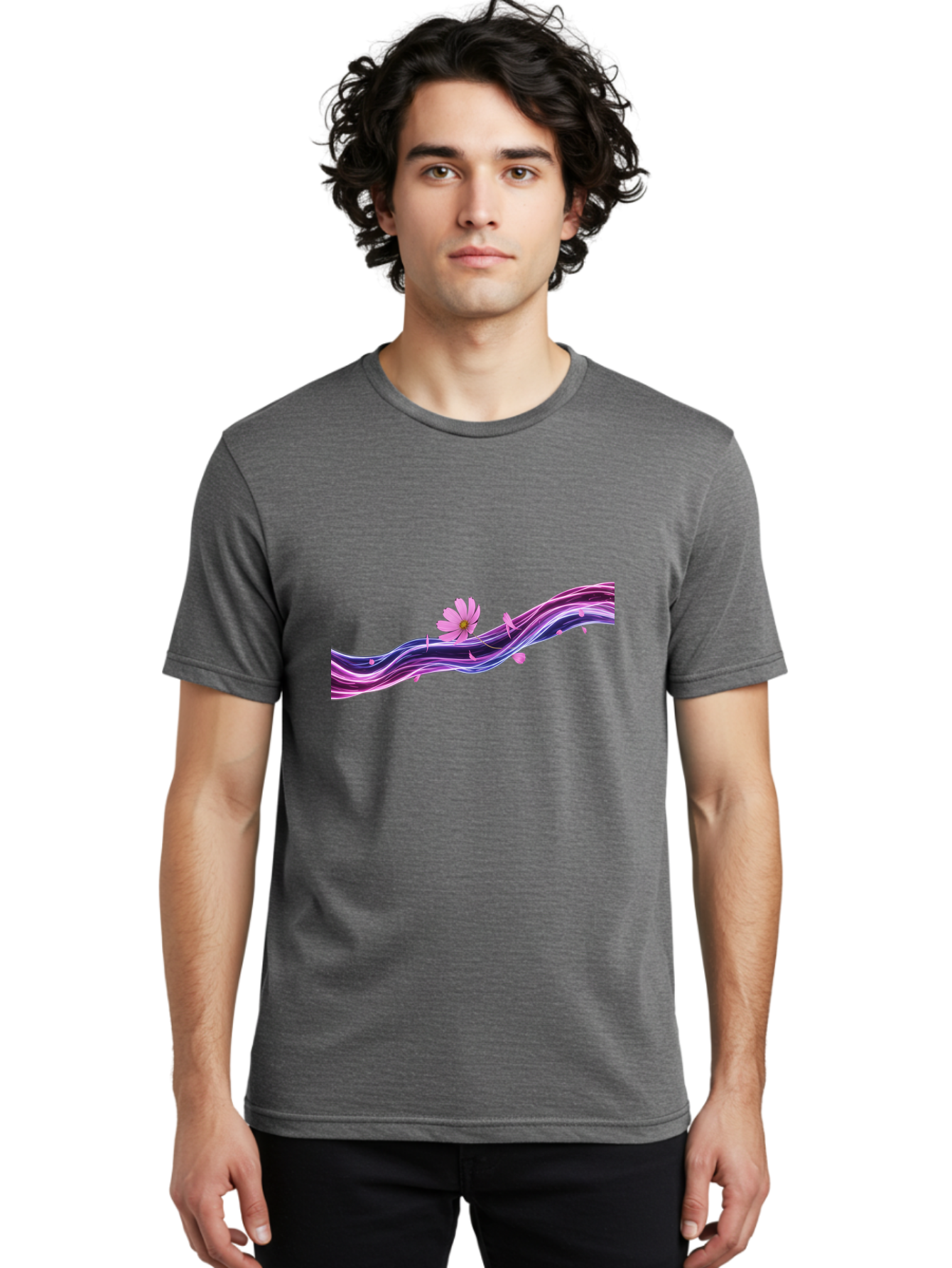 Pink-Fluid-Flower Men'S Graphic Tee, 100% Cotton, Comfortable Casual Summer Wear, Machine Washable, Vintage Camera, Old Camera, Antique Camera, Black Camera, Classic Photography, Photography Equipment, Nostalgic Device, Film Camera, Camera Art Baj194