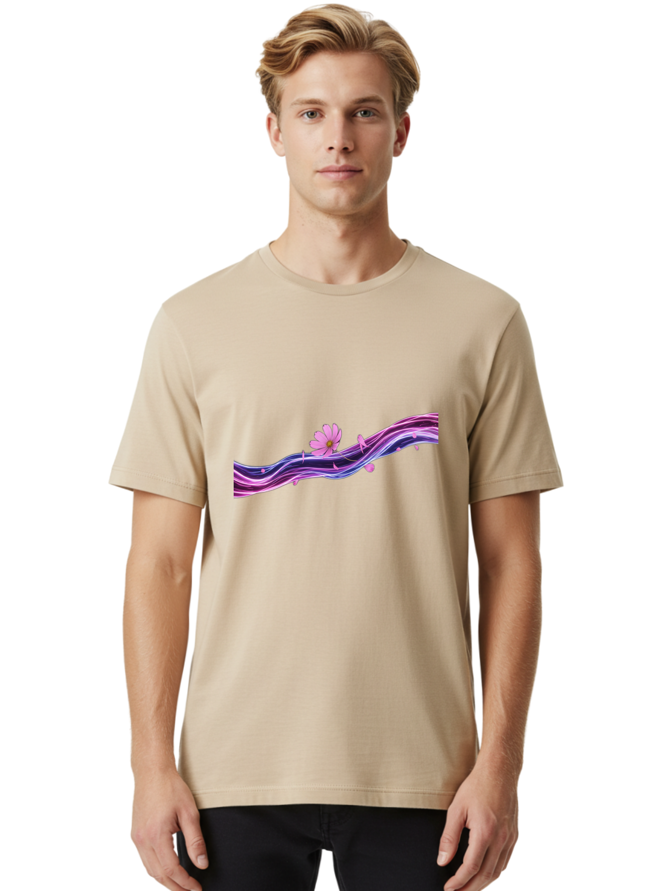 Pink-Fluid-Flower Men'S Graphic Tee, 100% Cotton, Comfortable Casual Summer Wear, Machine Washable, Vintage Camera, Old Camera, Antique Camera, Black Camera, Classic Photography, Photography Equipment, Nostalgic Device, Film Camera, Camera Art Baj194