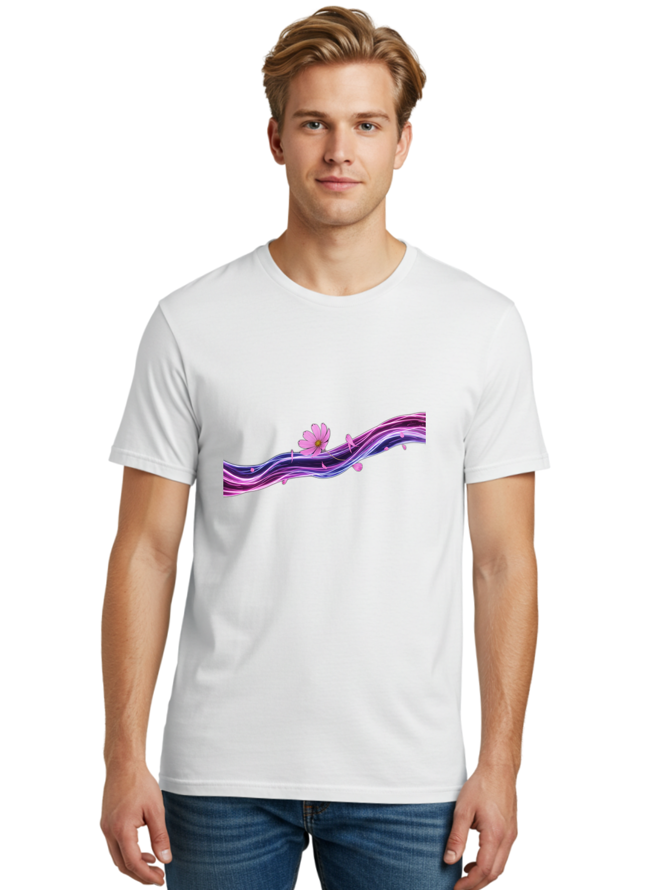 Pink-Fluid-Flower Men'S Graphic Tee, 100% Cotton, Comfortable Casual Summer Wear, Machine Washable, Vintage Camera, Old Camera, Antique Camera, Black Camera, Classic Photography, Photography Equipment, Nostalgic Device, Film Camera, Camera Art Baj194