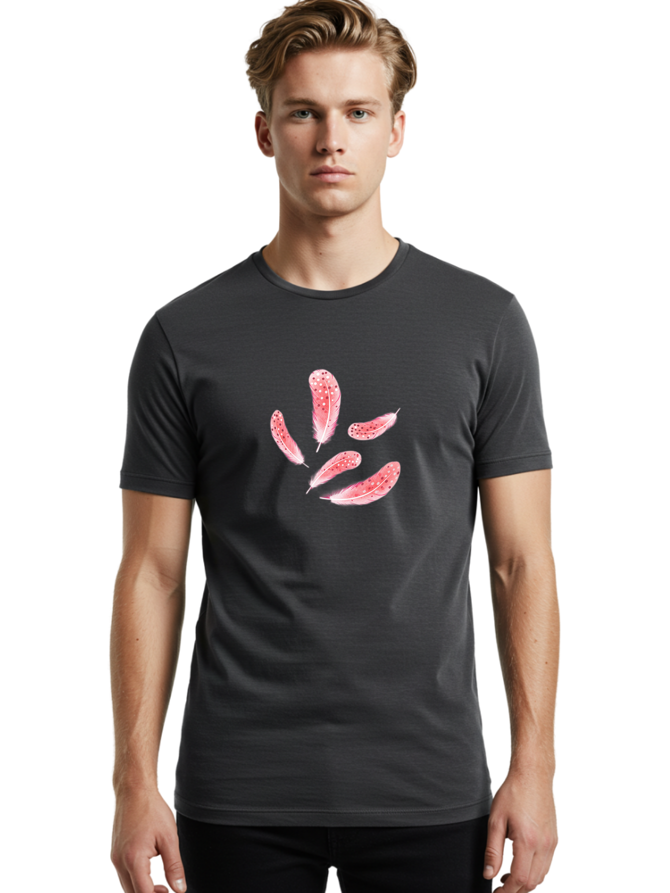 Pink-Spotted-Feathers Men'S Graphic Tee, 100% Cotton, Comfortable Casual Summer Wear, Machine Washable, Vintage Camera, Old Camera, Antique Camera, Black Camera, Classic Photography, Photography Equipment, Nostalgic Device, Film Camera, Baj196
