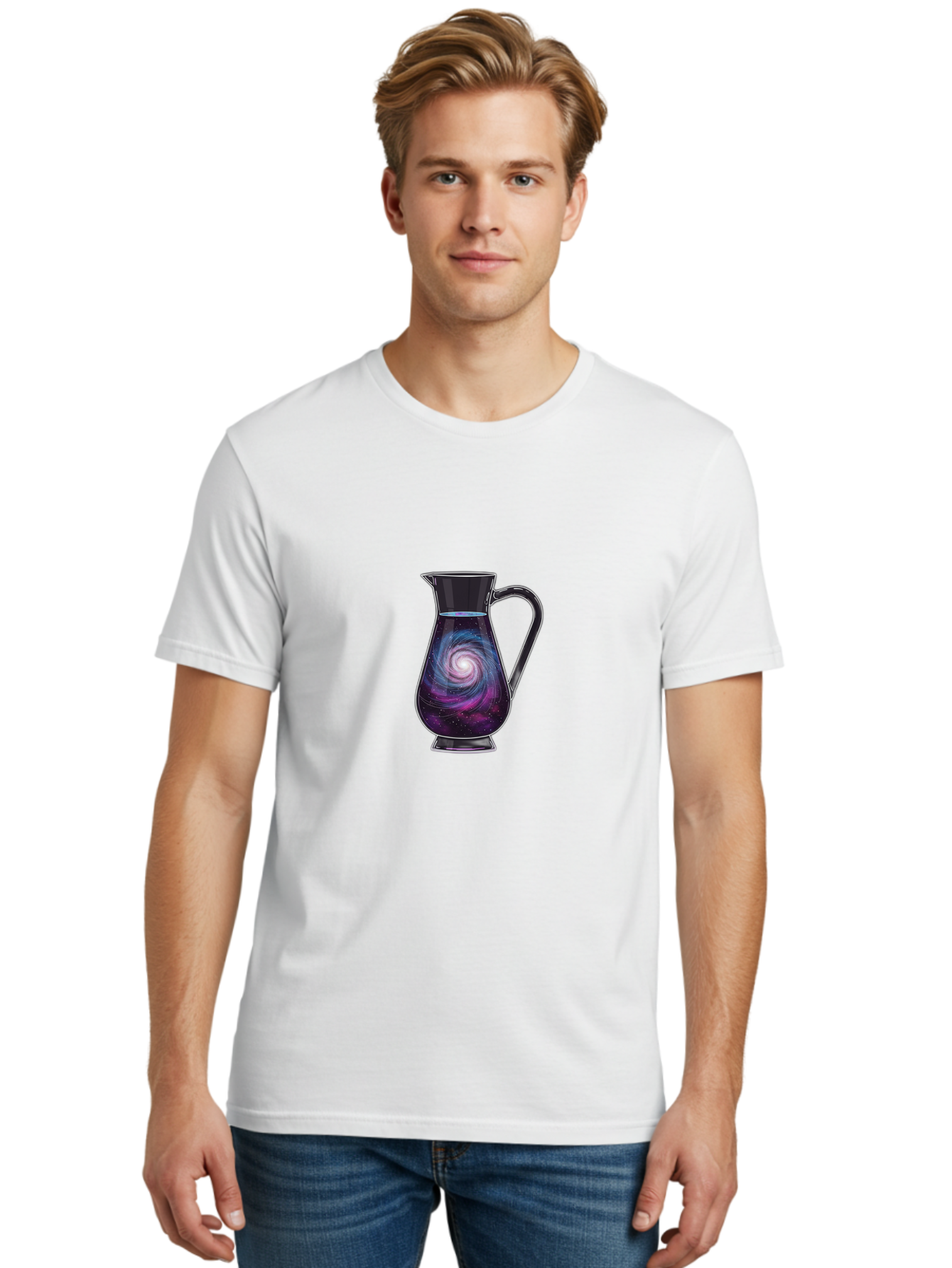 Pitcher-With-Galaxy Men'S Graphic Tee, 100% Cotton, Comfortable Casual Summer Wear, Machine Washable, Vintage Camera, Old Camera, Antique Camera, Black Camera, Classic Photography, Photography Equipment, Nostalgic Device, Film Camera, Baj198