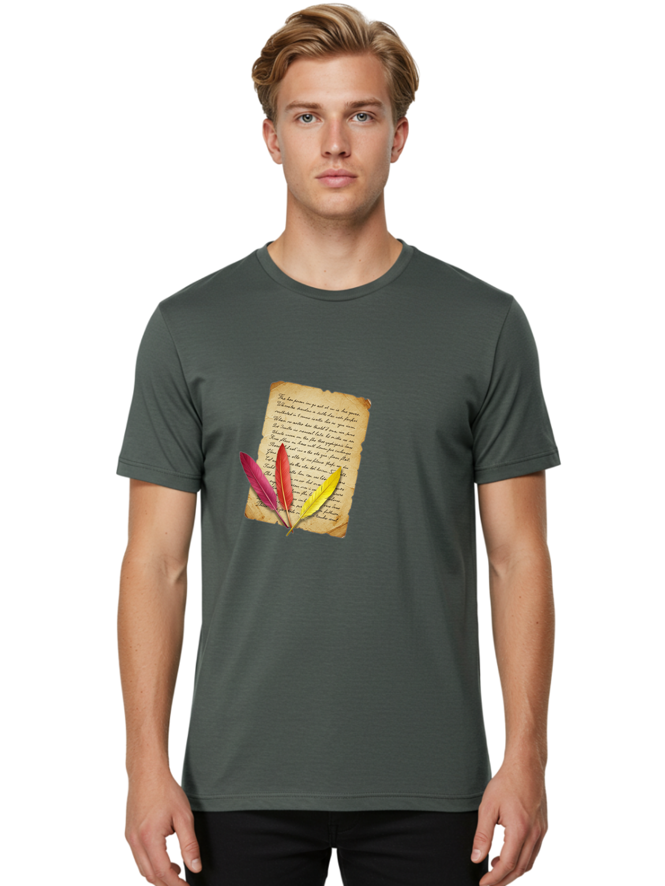 Poem-With-Feathers Men'S Graphic Tee, 100% Cotton, Comfortable Casual Summer Wear, Machine Washable, Vintage Camera, Old Camera, Antique Camera, Black Camera, Classic Photography, Photography Equipment, Nostalgic Device, Film Camera, Baj199