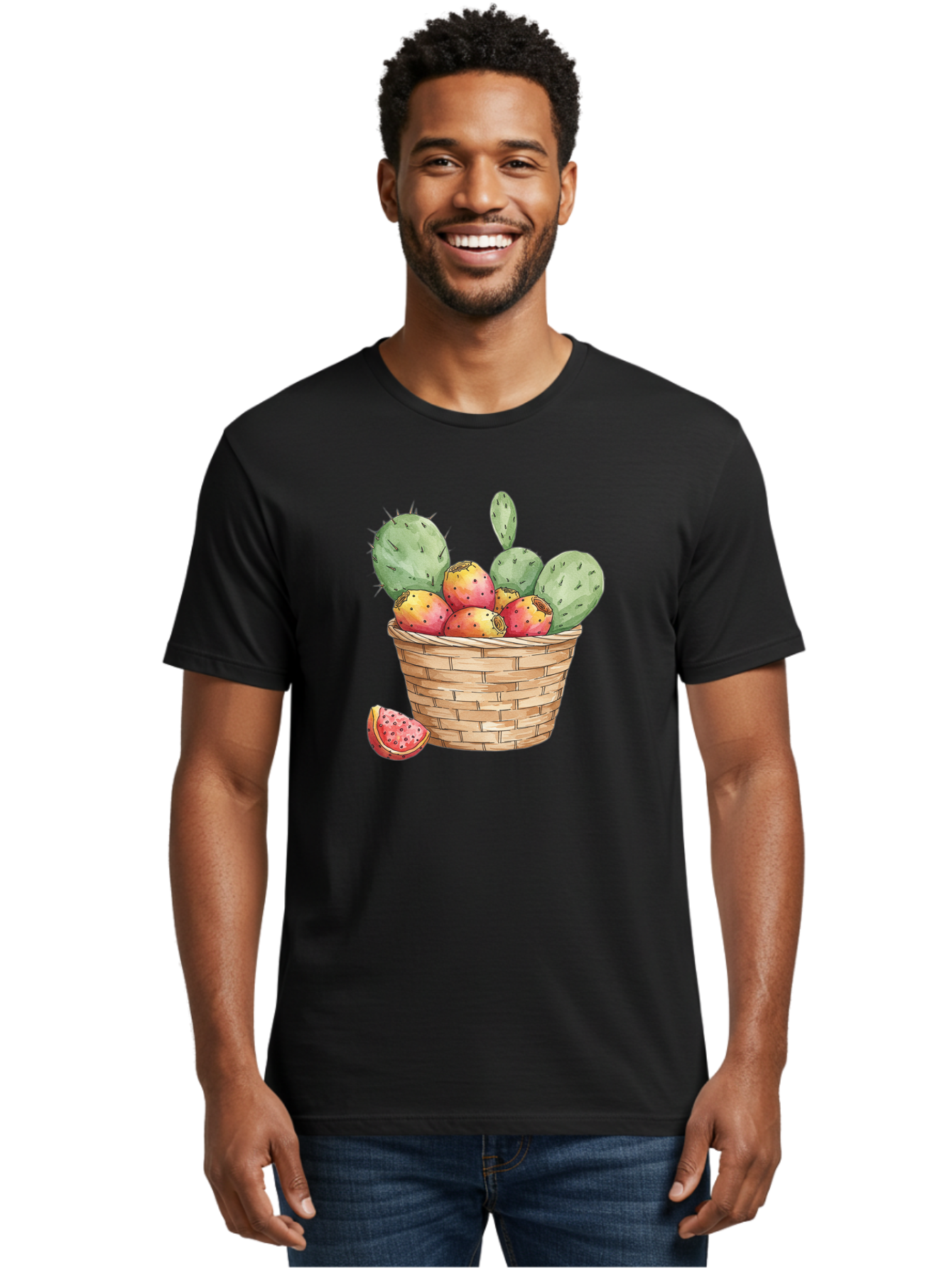 Prickly-Pears-Basket Men'S Graphic Tee, 100% Cotton, Comfortable Casual Summer Wear, Machine Washable, Vintage Camera, Old Camera, Antique Camera, Black Camera, Classic Photography, Photography Equipment, Nostalgic Device, Film Camera, Baj200