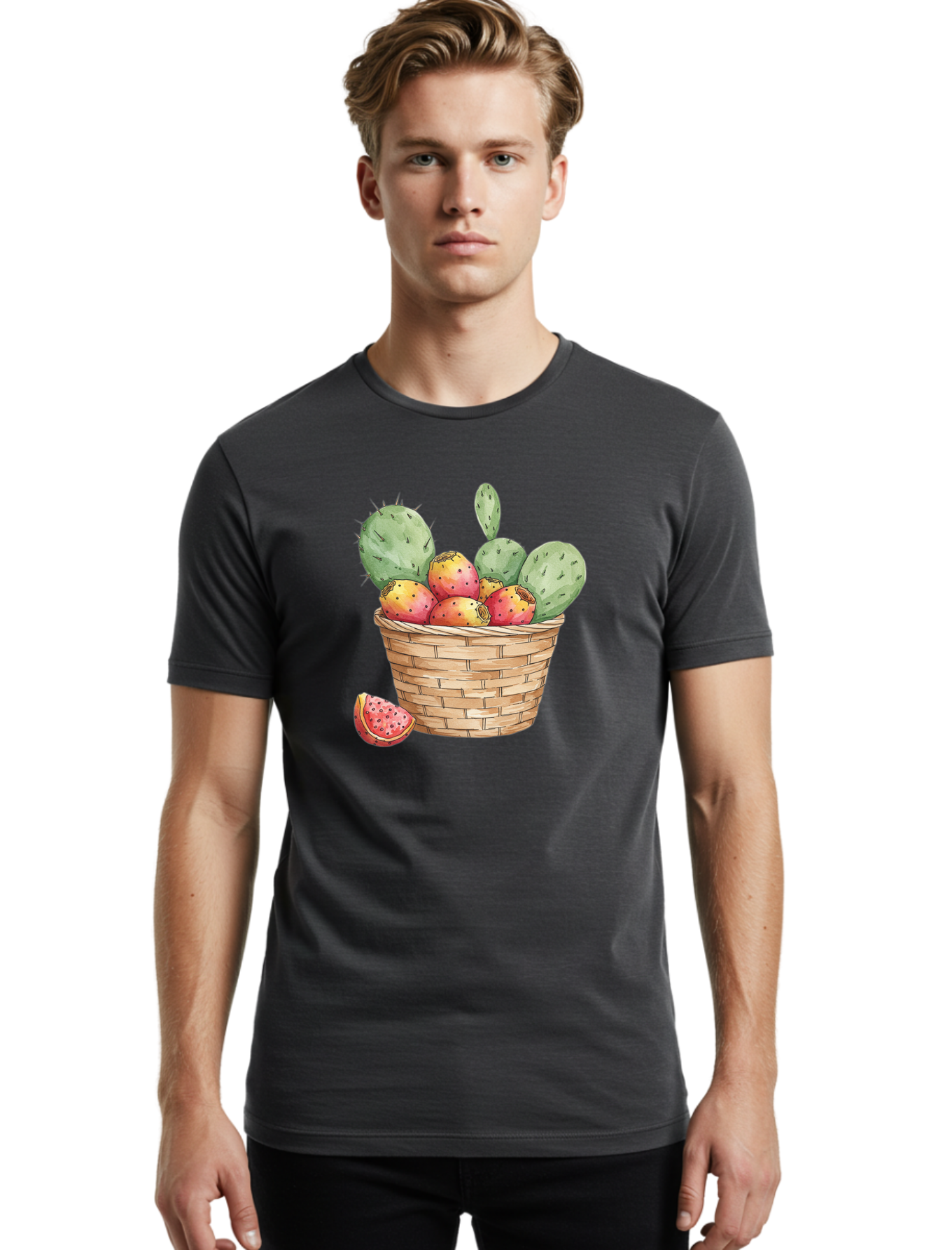 Prickly-Pears-Basket Men'S Graphic Tee, 100% Cotton, Comfortable Casual Summer Wear, Machine Washable, Vintage Camera, Old Camera, Antique Camera, Black Camera, Classic Photography, Photography Equipment, Nostalgic Device, Film Camera, Baj200