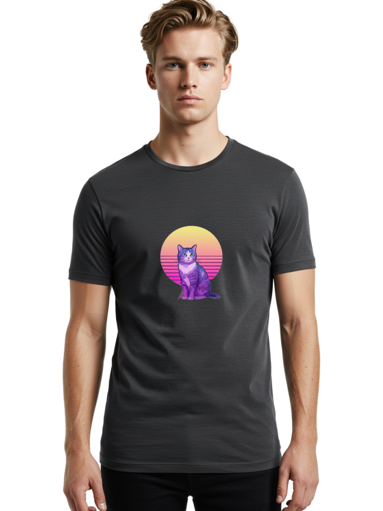 Purple-Cat Men'S Graphic Tee, 100% Cotton, Comfortable Casual Summer Wear, Machine Washable, Vintage Camera, Old Camera, Antique Camera, Black Camera, Classic Photography, Photography Equipment, Nostalgic Device, Film Camera, Camera Art Baj201