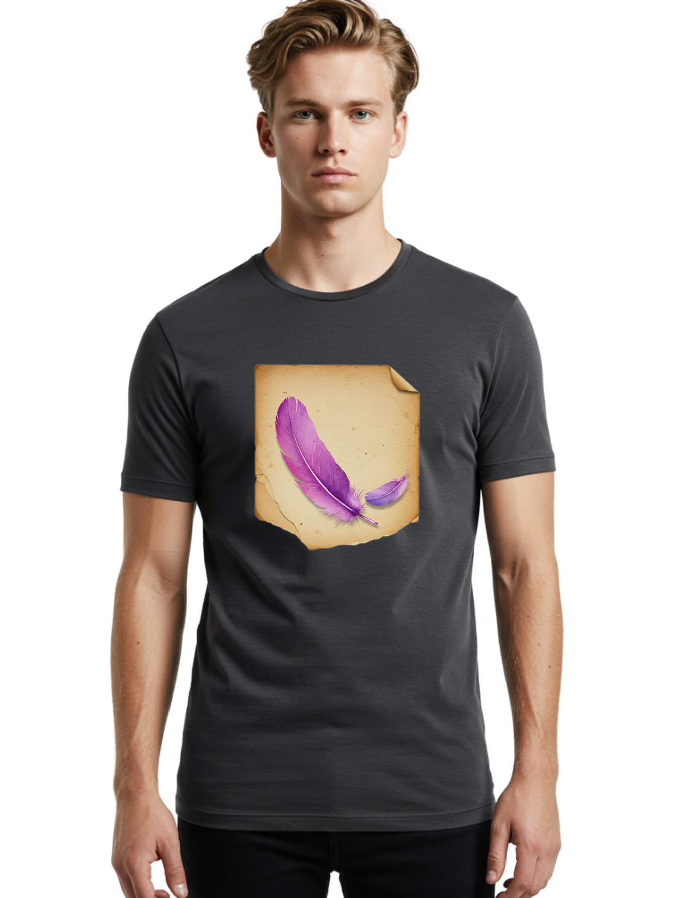 Purple-Feathers Men'S Graphic Tee, 100% Cotton, Comfortable Casual Summer Wear, Machine Washable, Vintage Camera, Old Camera, Antique Camera, Black Camera, Classic Photography, Photography Equipment, Nostalgic Device, Film Camera, Camera Art Baj202