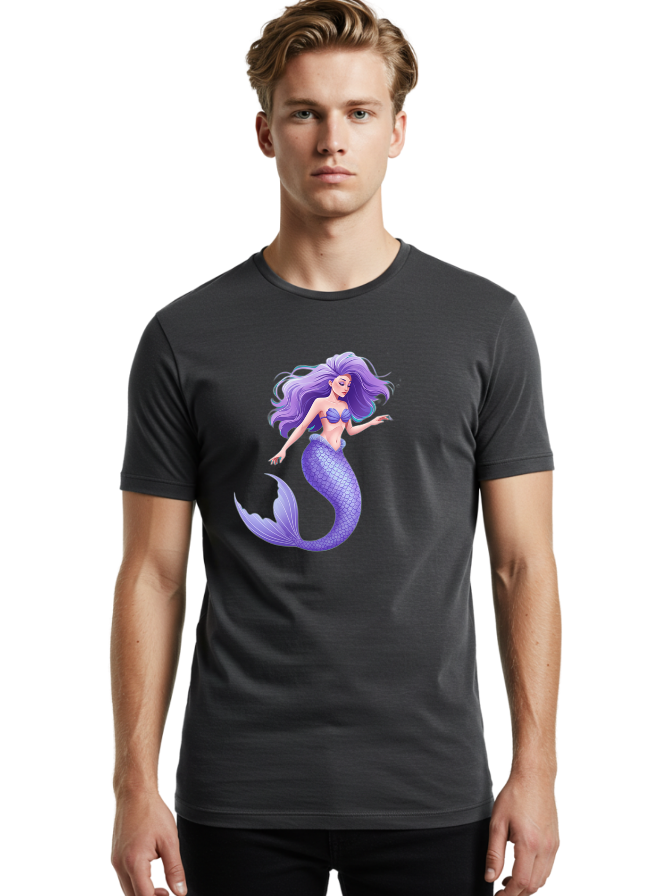 Purple-Mermaid-2 Men'S Graphic Tee, 100% Cotton, Comfortable Casual Summer Wear, Machine Washable, Vintage Camera, Old Camera, Antique Camera, Black Camera, Classic Photography, Photography Equipment, Nostalgic Device, Film Camera, Camera Art Baj204