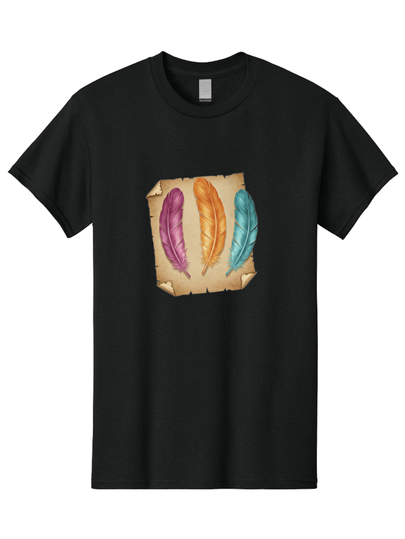 Purple-Orange-Blue-Feather Men'S Graphic Tee, 100% Cotton, Comfortable Casual Summer Wear, Machine Washable, Vintage Camera, Old Camera, Antique Camera, Black Camera, Classic Photography, Photography Equipment, Nostalgic Device, Film Camera, Baj206
