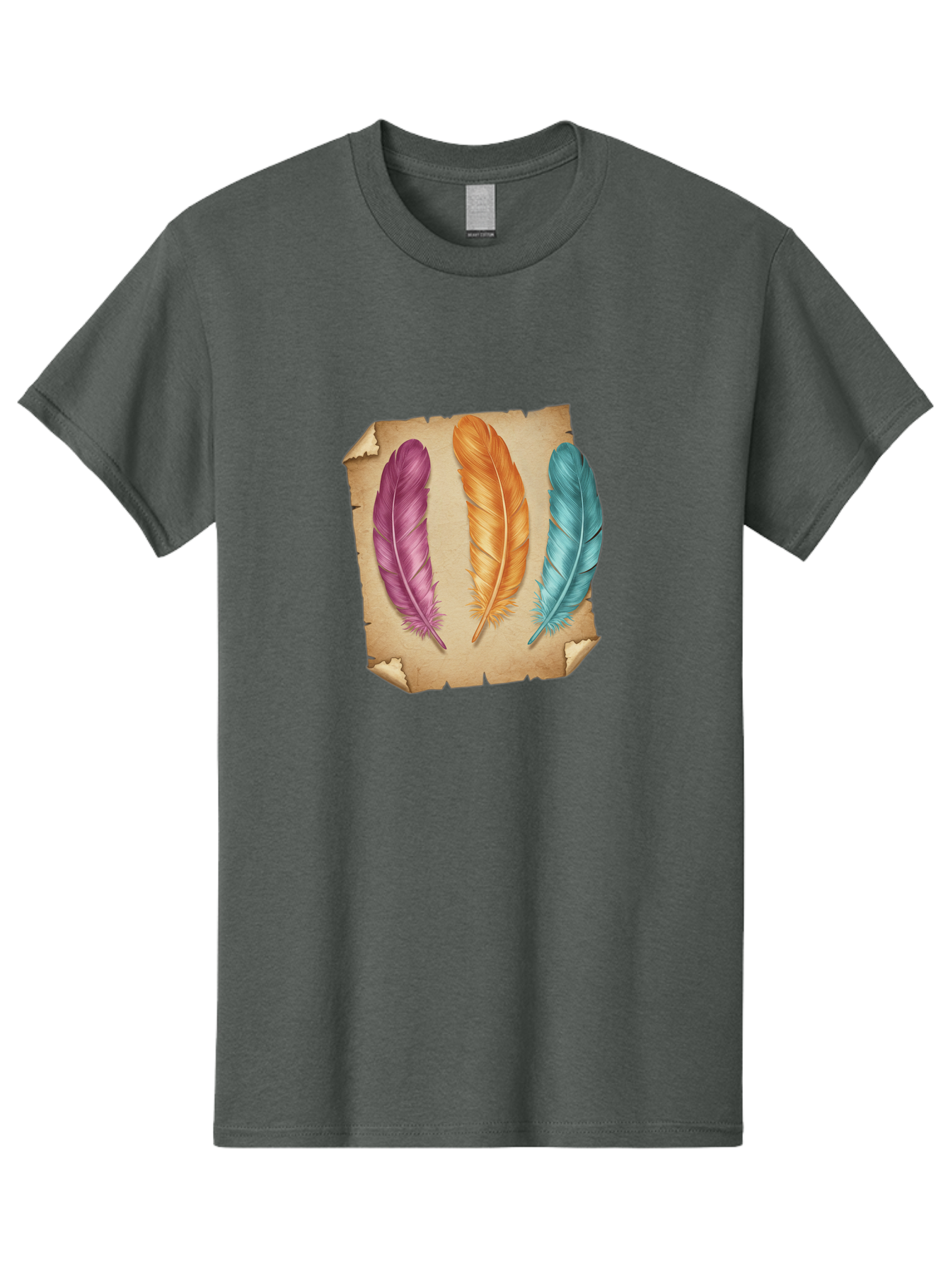 Purple-Orange-Blue-Feather Men'S Graphic Tee, 100% Cotton, Comfortable Casual Summer Wear, Machine Washable, Vintage Camera, Old Camera, Antique Camera, Black Camera, Classic Photography, Photography Equipment, Nostalgic Device, Film Camera, Baj206