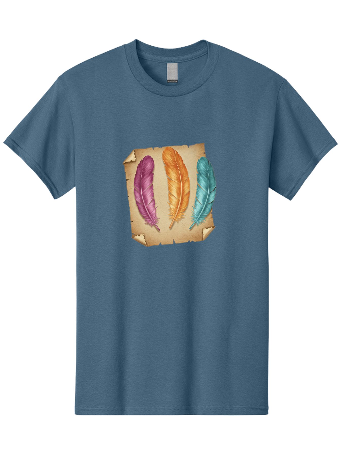 Purple-Orange-Blue-Feather Men'S Graphic Tee, 100% Cotton, Comfortable Casual Summer Wear, Machine Washable, Vintage Camera, Old Camera, Antique Camera, Black Camera, Classic Photography, Photography Equipment, Nostalgic Device, Film Camera, Baj206